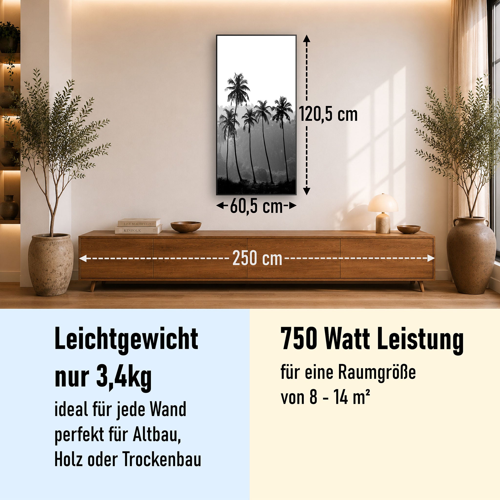 Bild Infrarotheizung 350-1200W Motiv 042H Palmen