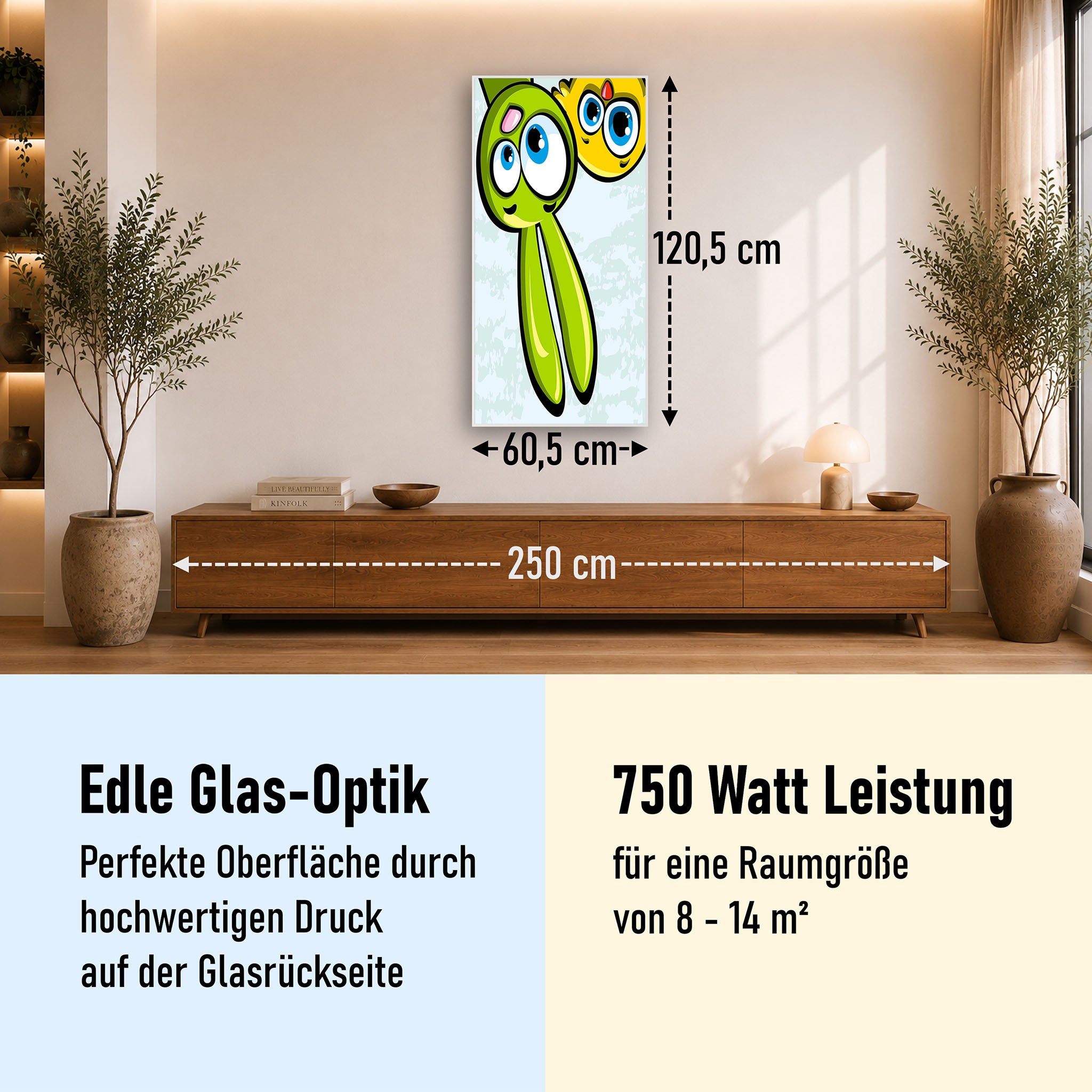 Glas Infrarotheizung 350-1200W Motiv 044H Animation