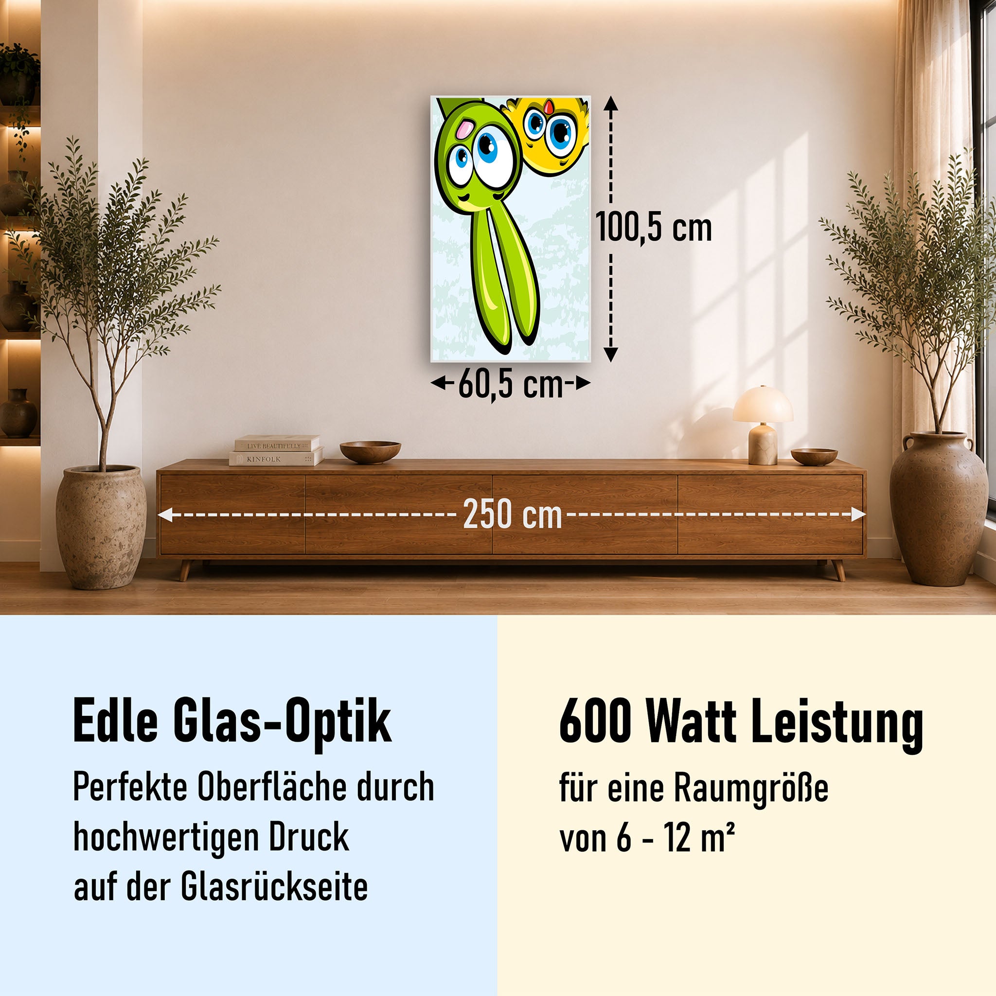Glas Infrarotheizung 350-1200W Motiv 044H Animation