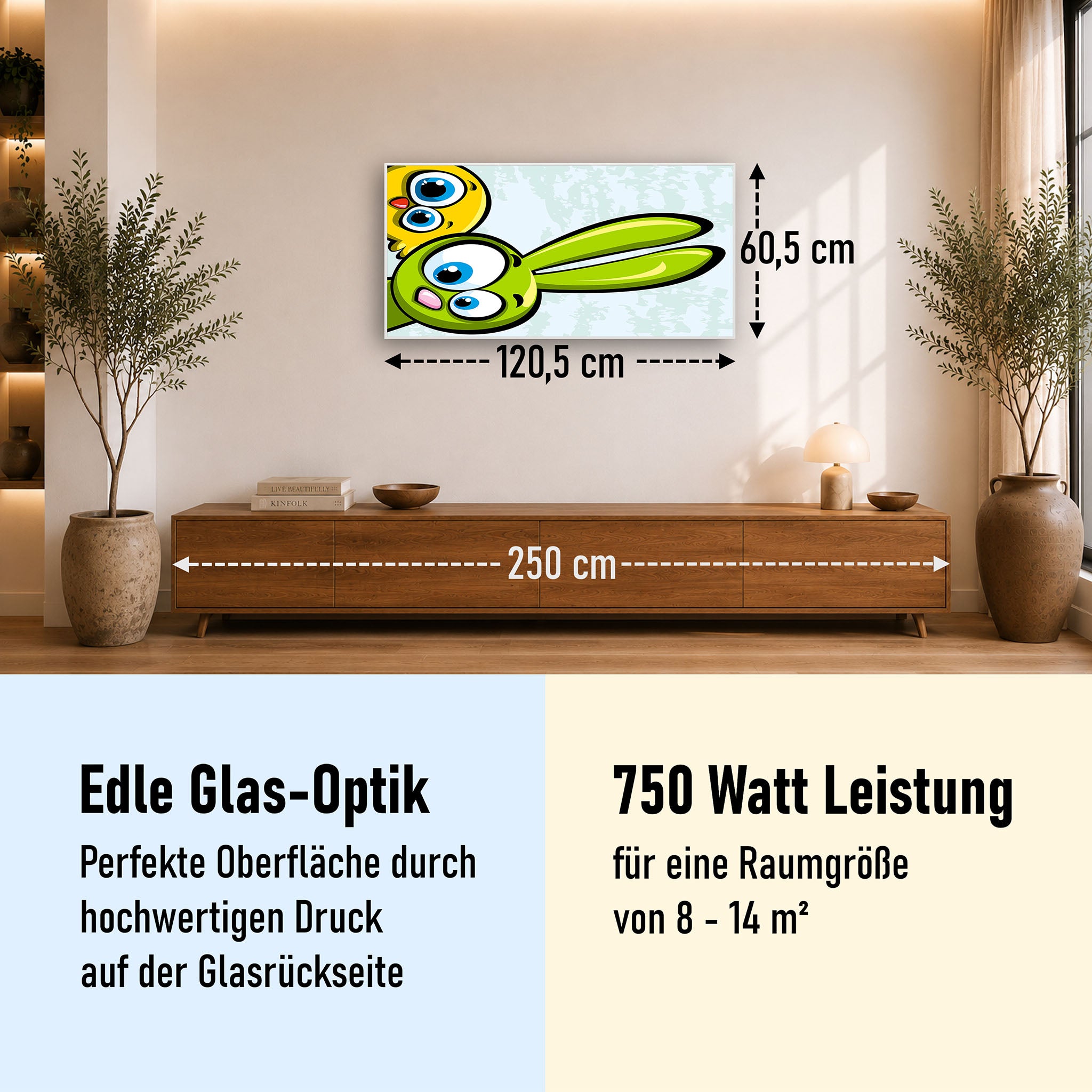 Glas Infrarotheizung 350-1200W Motiv 044 Animation