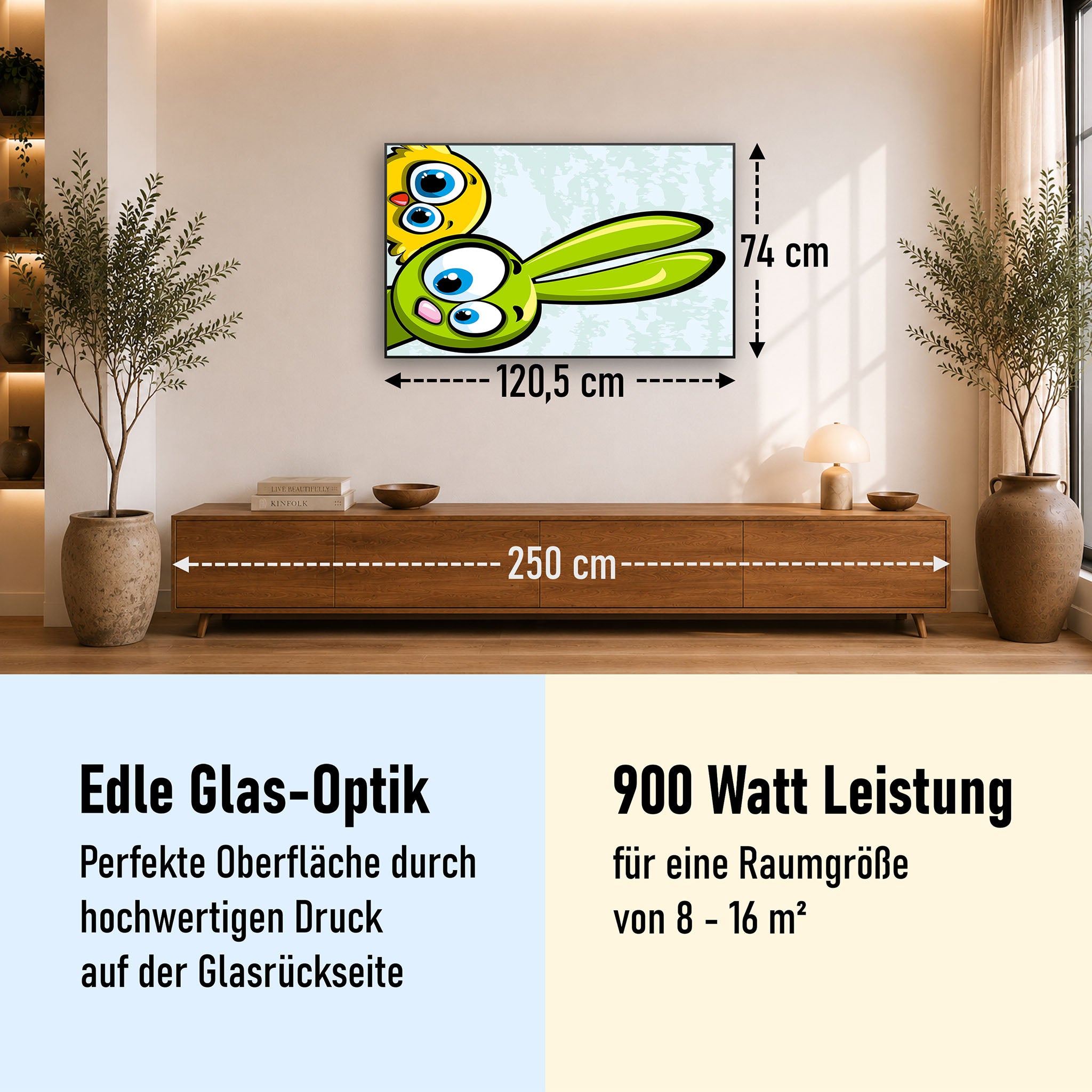 Glas Infrarotheizung 350-1200W Motiv 044 Animation