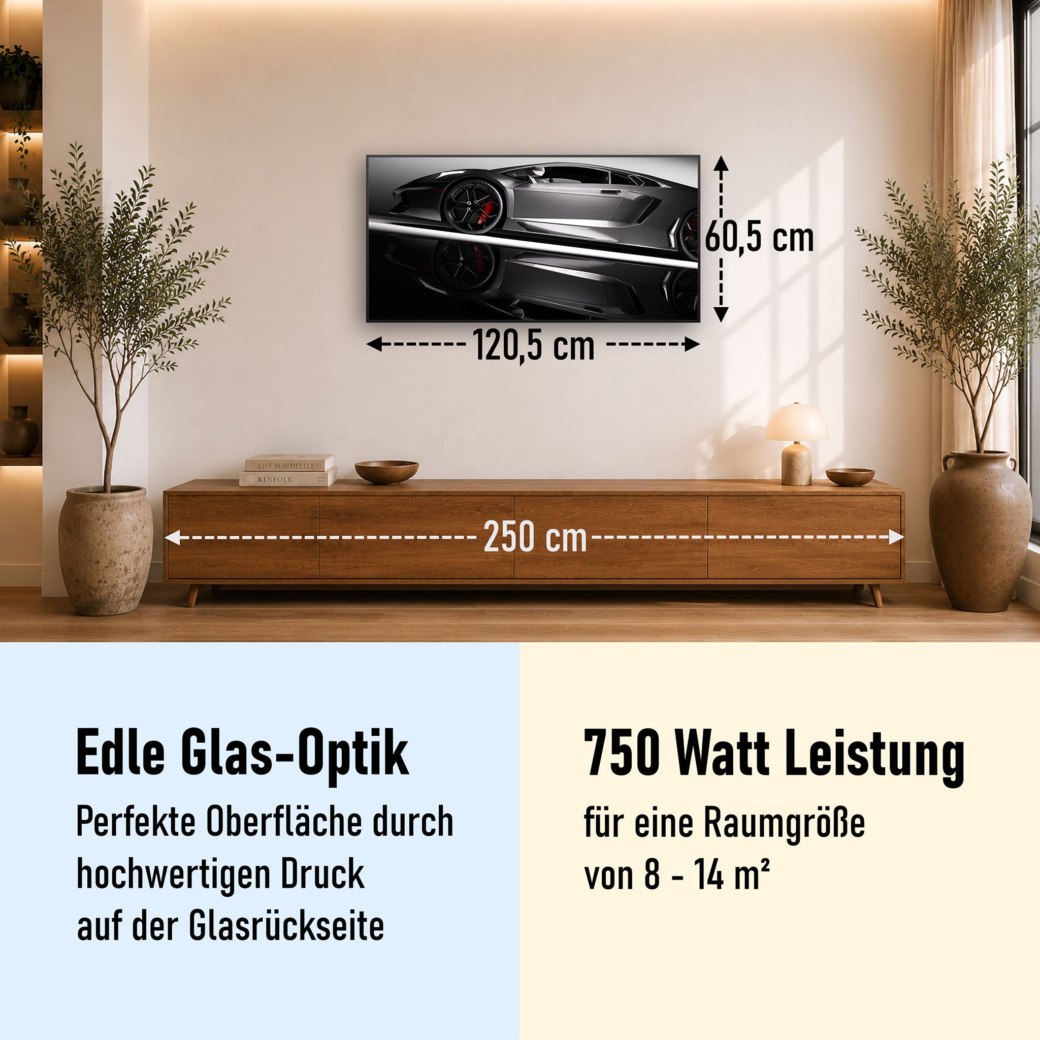 Glas Infrarotheizung 350-1200W Motiv 045 Sportwagen