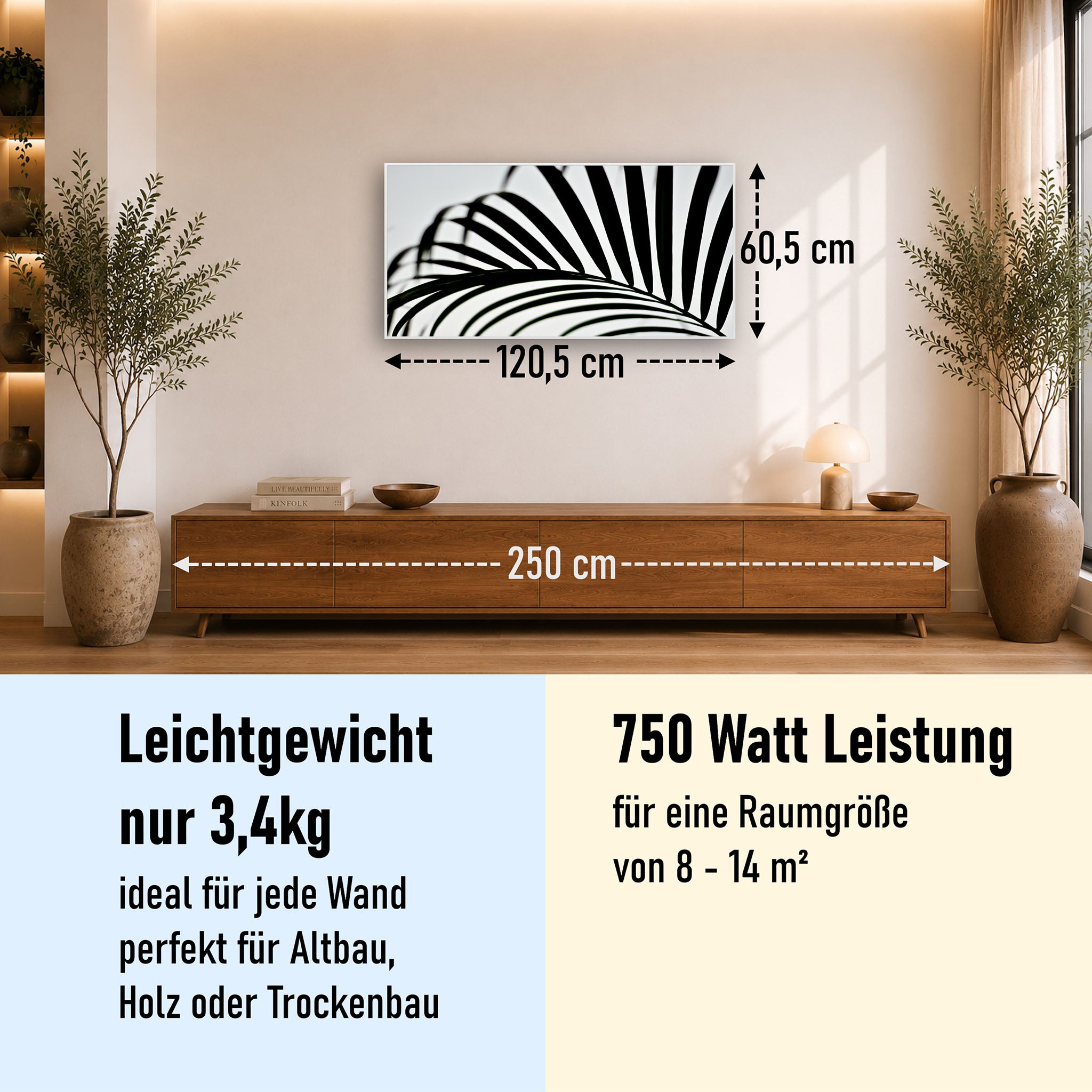 Bild Infrarotheizung 350-1200W Motiv 046 Palmblatt