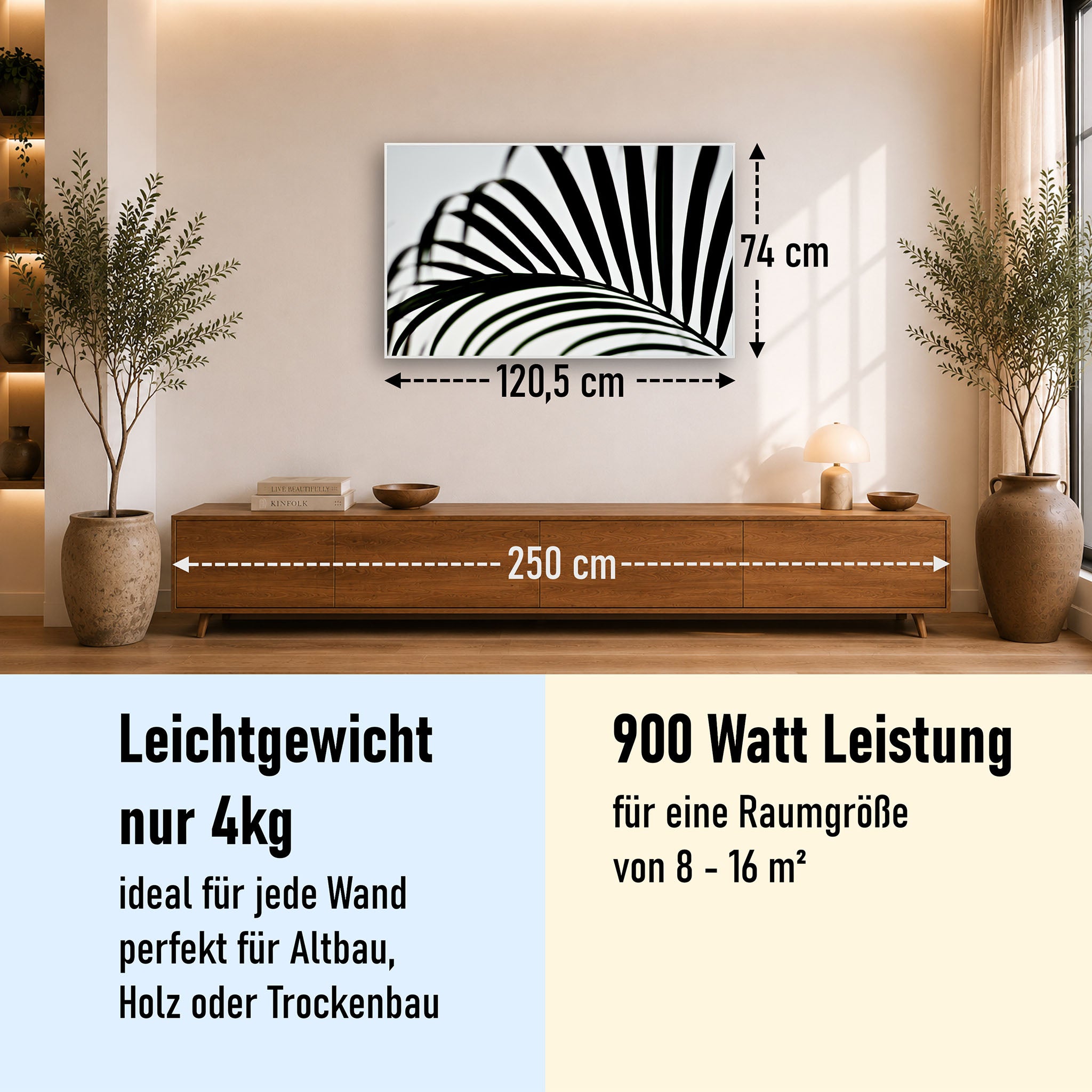 Bild Infrarotheizung 350-1200W Motiv 046 Palmblatt