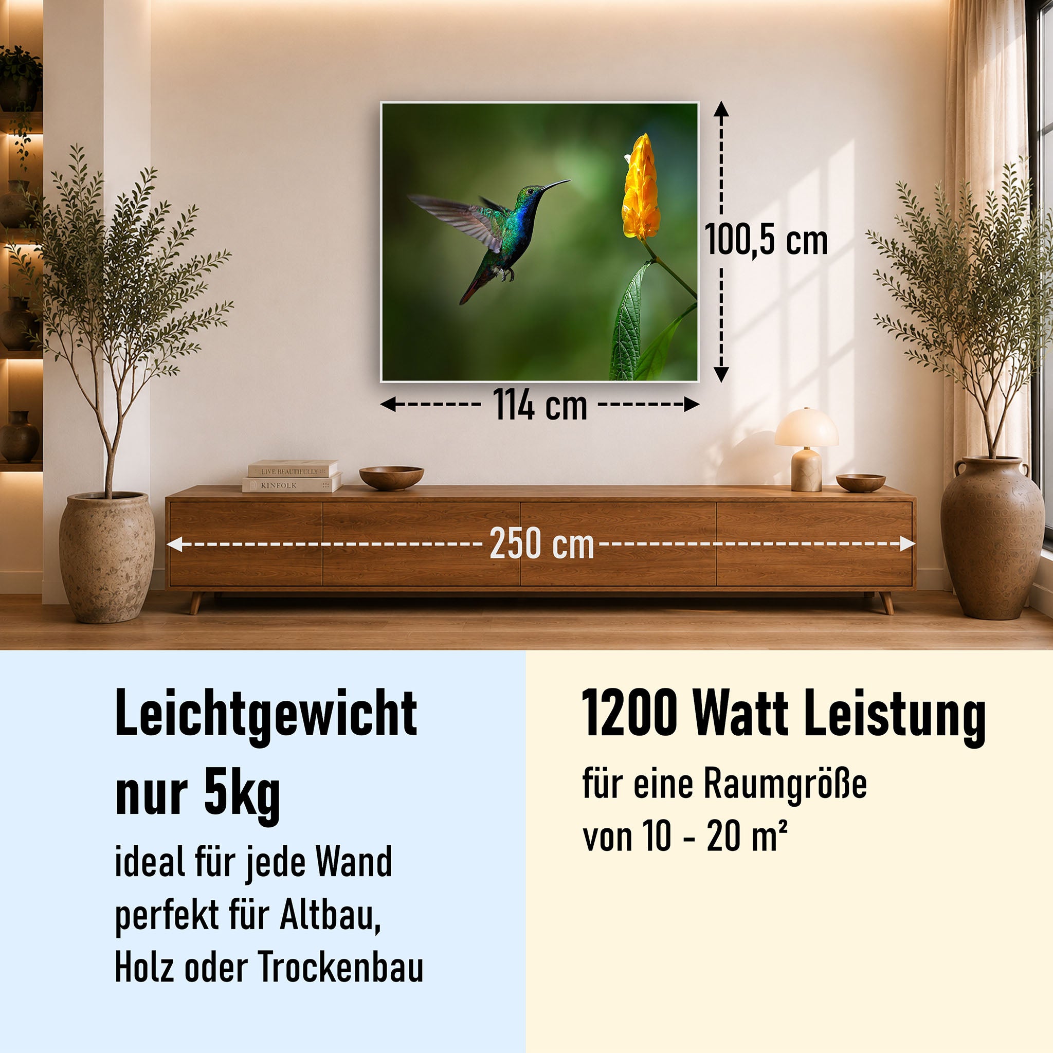 Bild Infrarotheizung 350-1200W Motiv 048 Kolibri