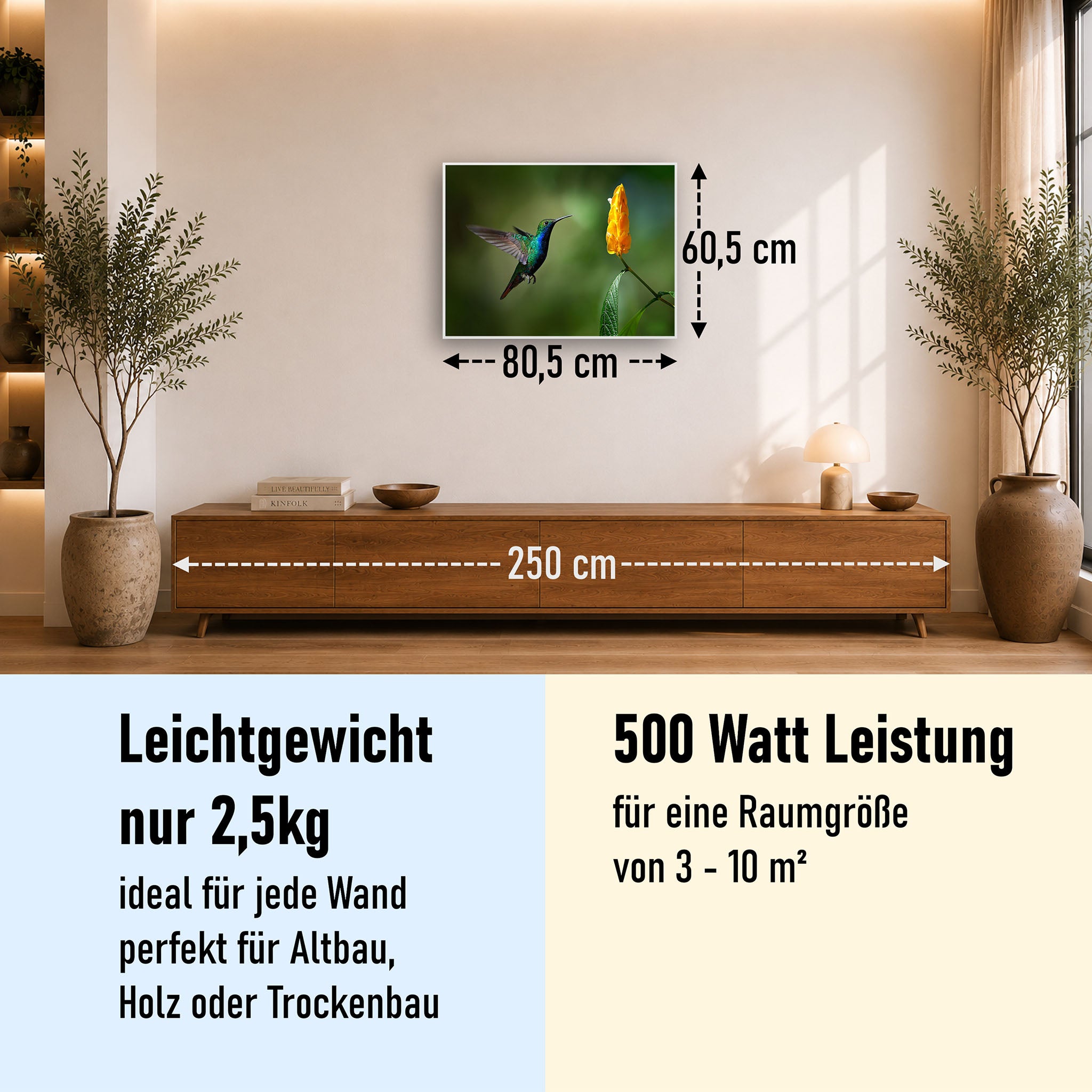 Bild Infrarotheizung 350-1200W Motiv 048 Kolibri