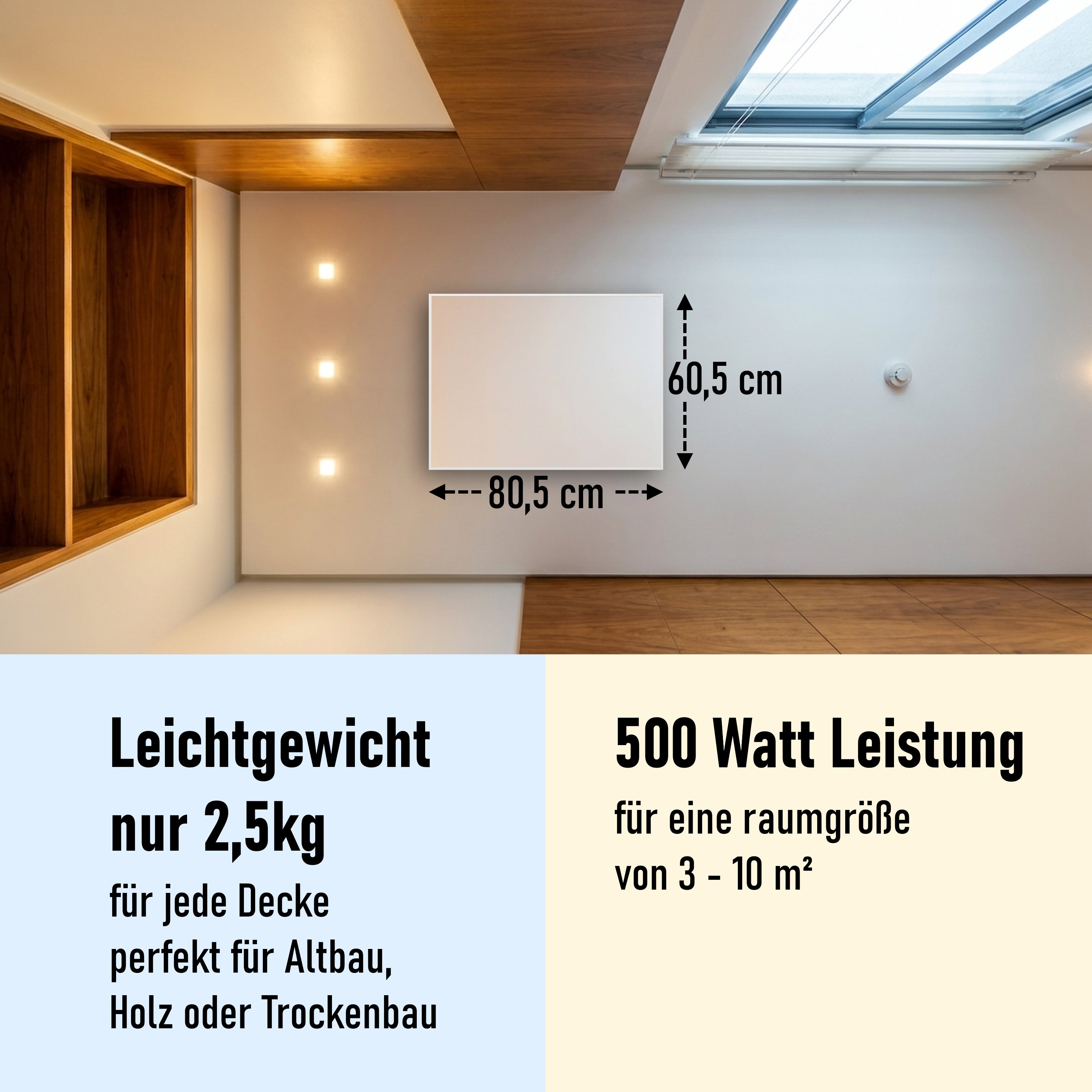 500 Watt (80x60cm) Eigenes Motiv Glas Bild Infrarotheizung