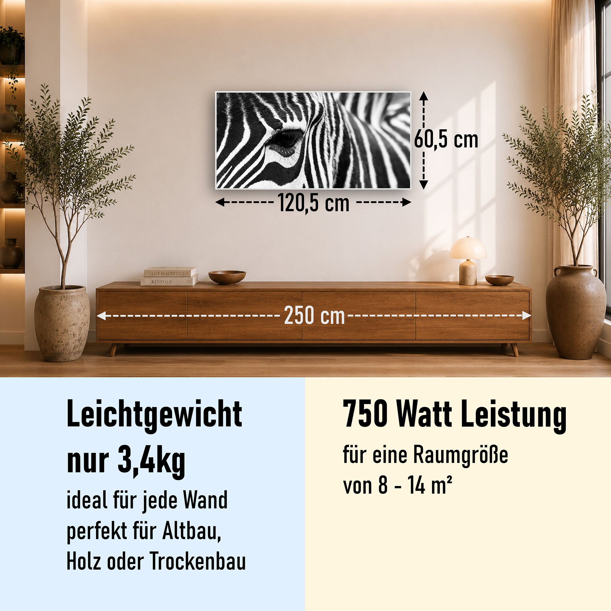 Bild Infrarotheizung 350-1200W Motiv 050 Zebra