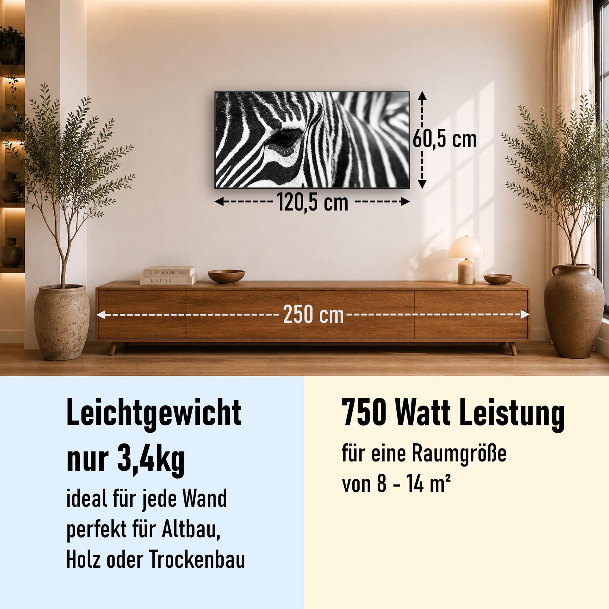 Bild Infrarotheizung 350-1200W Motiv 050 Zebra