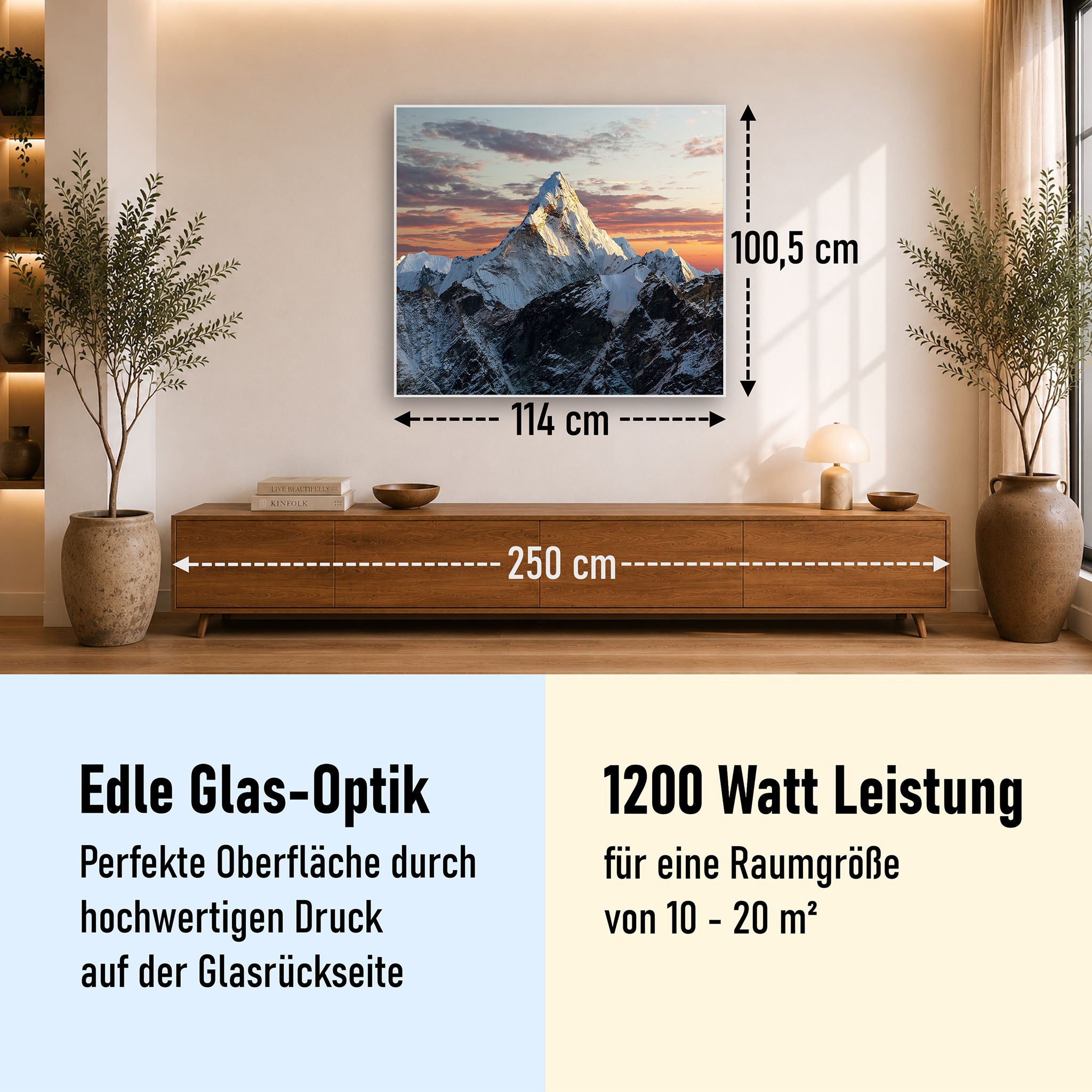 Glas Infrarotheizung 350-1200W Motiv 051 Everest