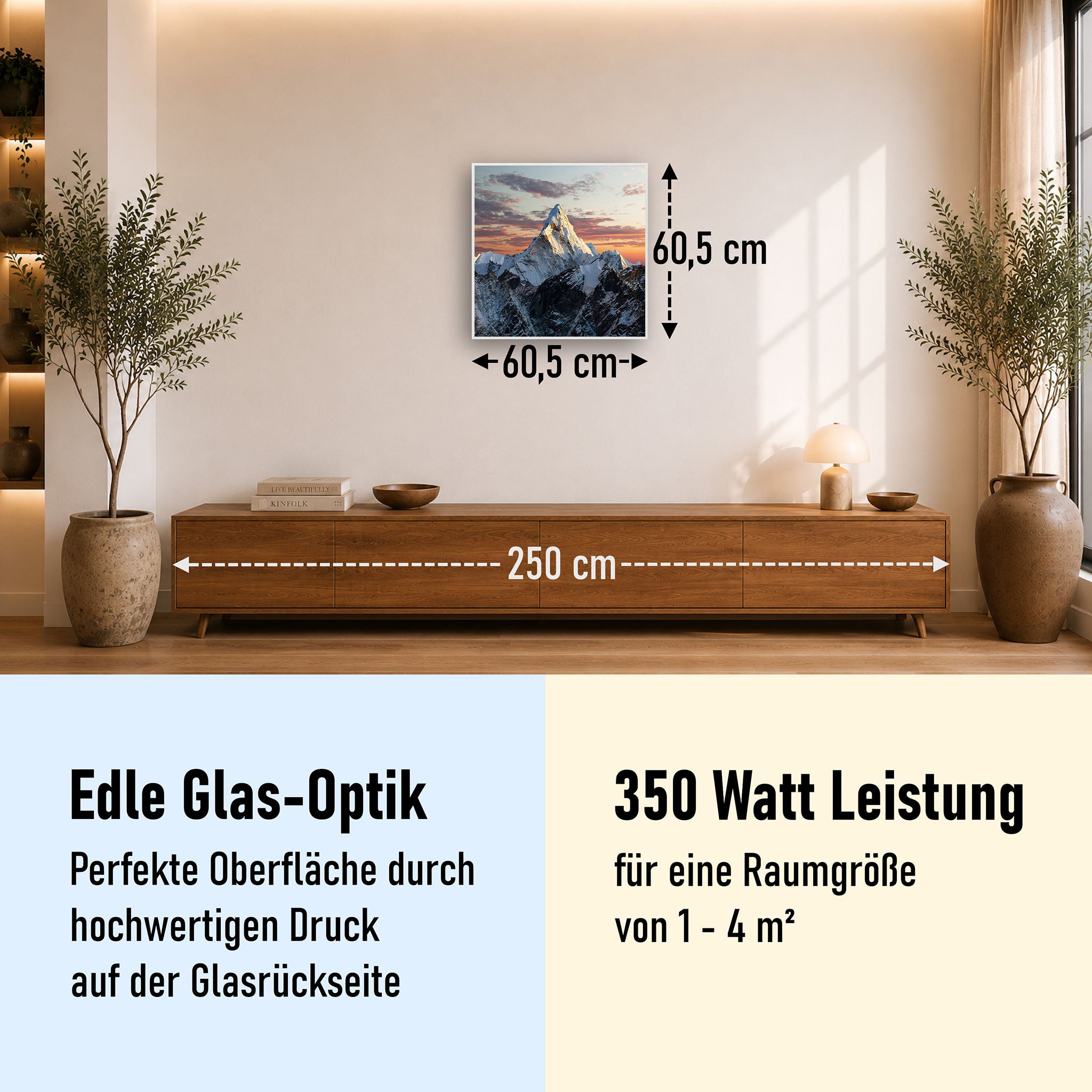 Glas Infrarotheizung 350-1200W Motiv 051 Everest