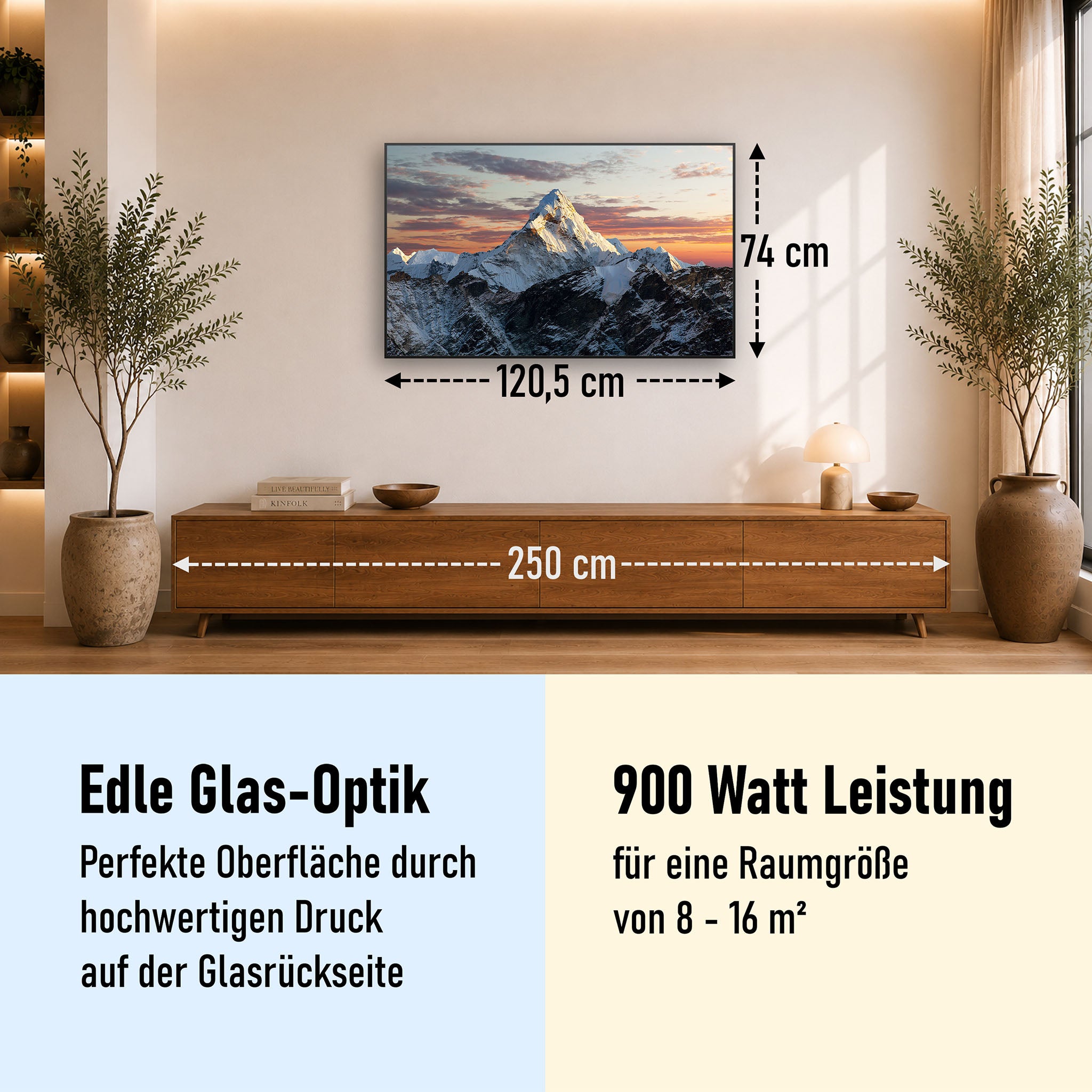Glas Infrarotheizung 350-1200W Motiv 051 Everest