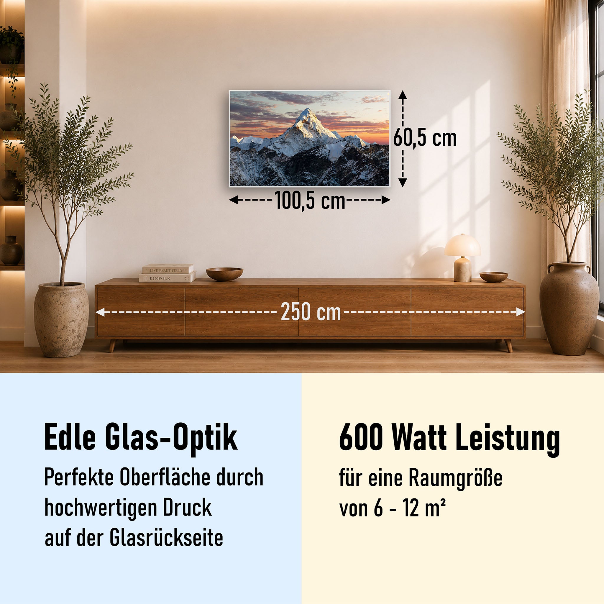 Glas Infrarotheizung 350-1200W Motiv 051 Everest