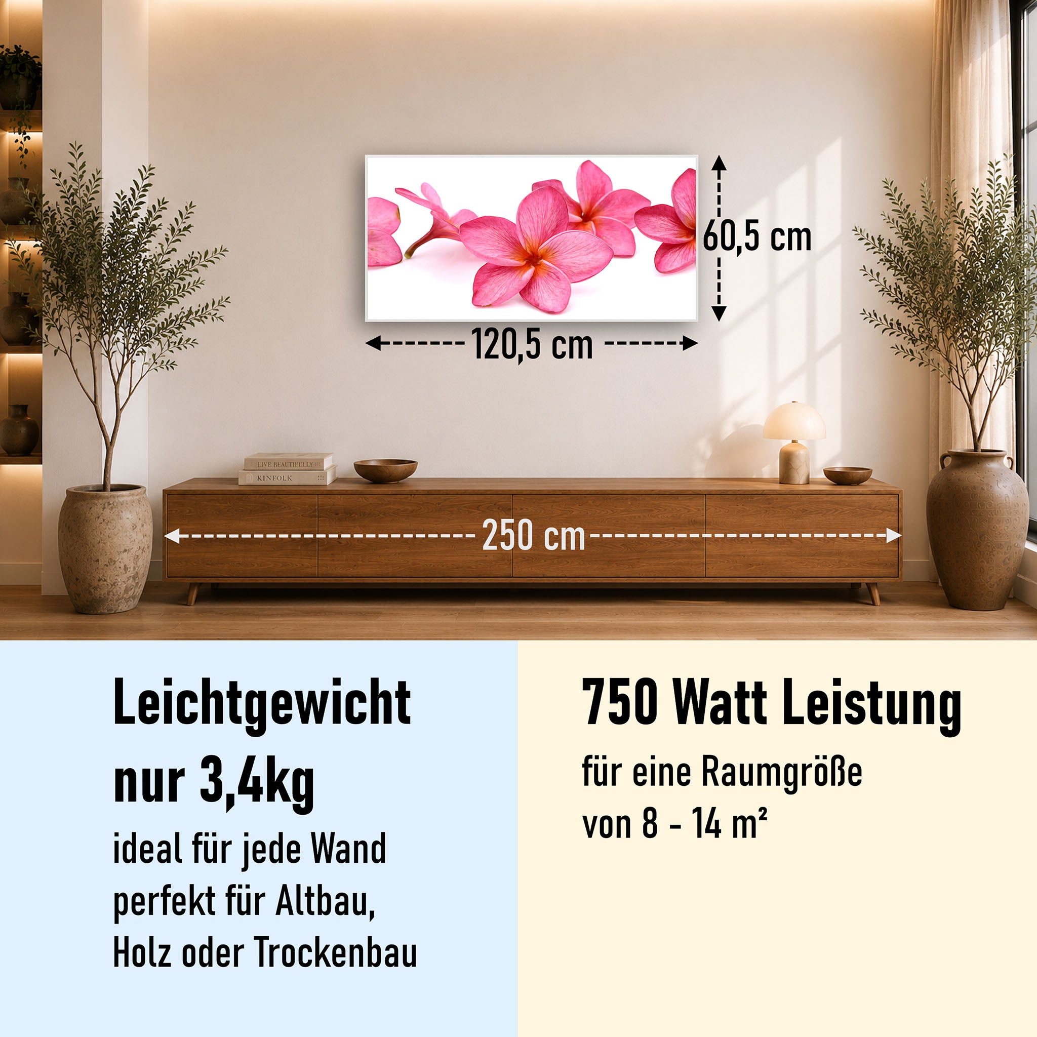 Bild Infrarotheizung 350-1200W Motiv 053 Pink Frangipani