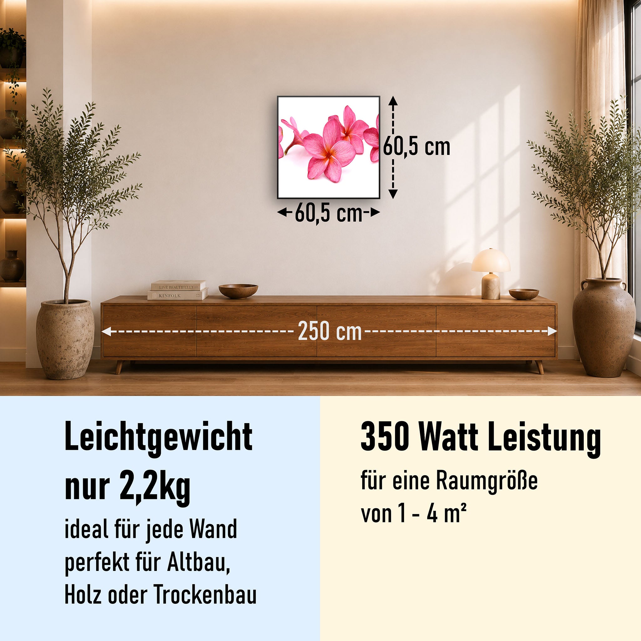 Bild Infrarotheizung 350-1200W Motiv 053 Pink Frangipani