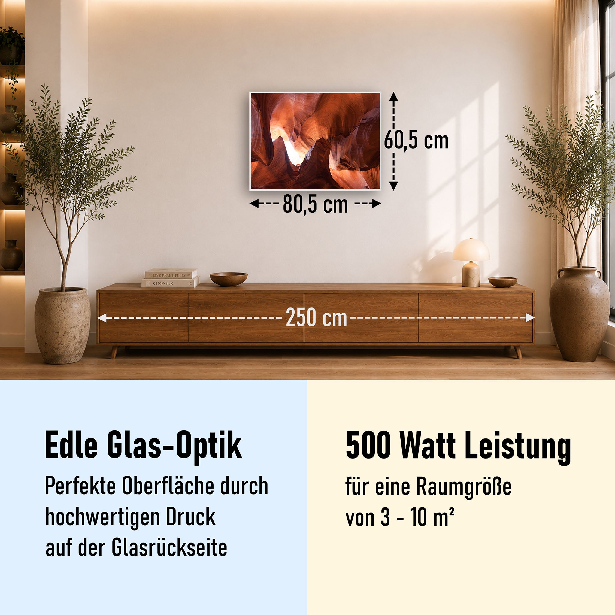 Glas Infrarotheizung 350-1200W Motiv 054 Canyon