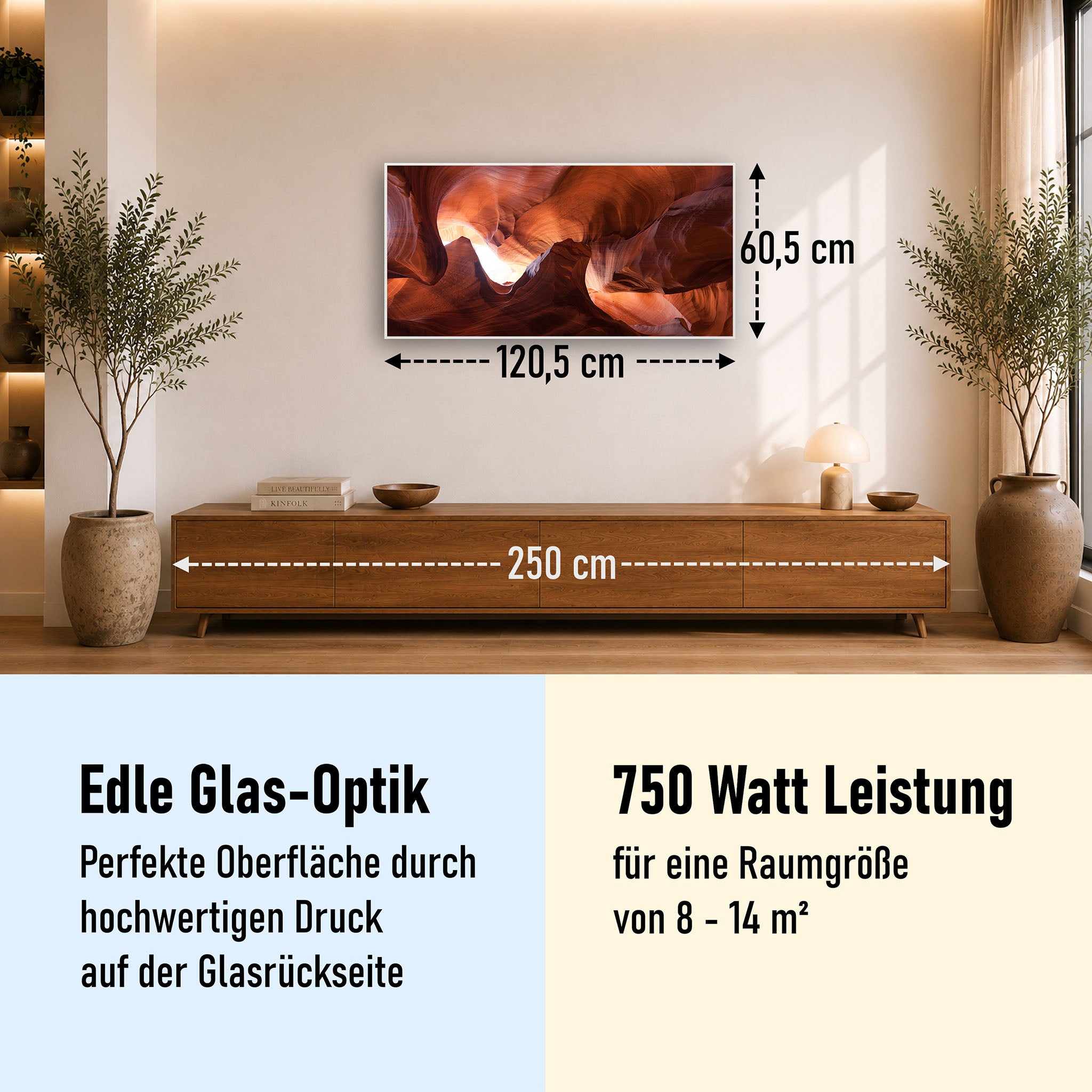 Glas Infrarotheizung 350-1200W Motiv 054 Canyon