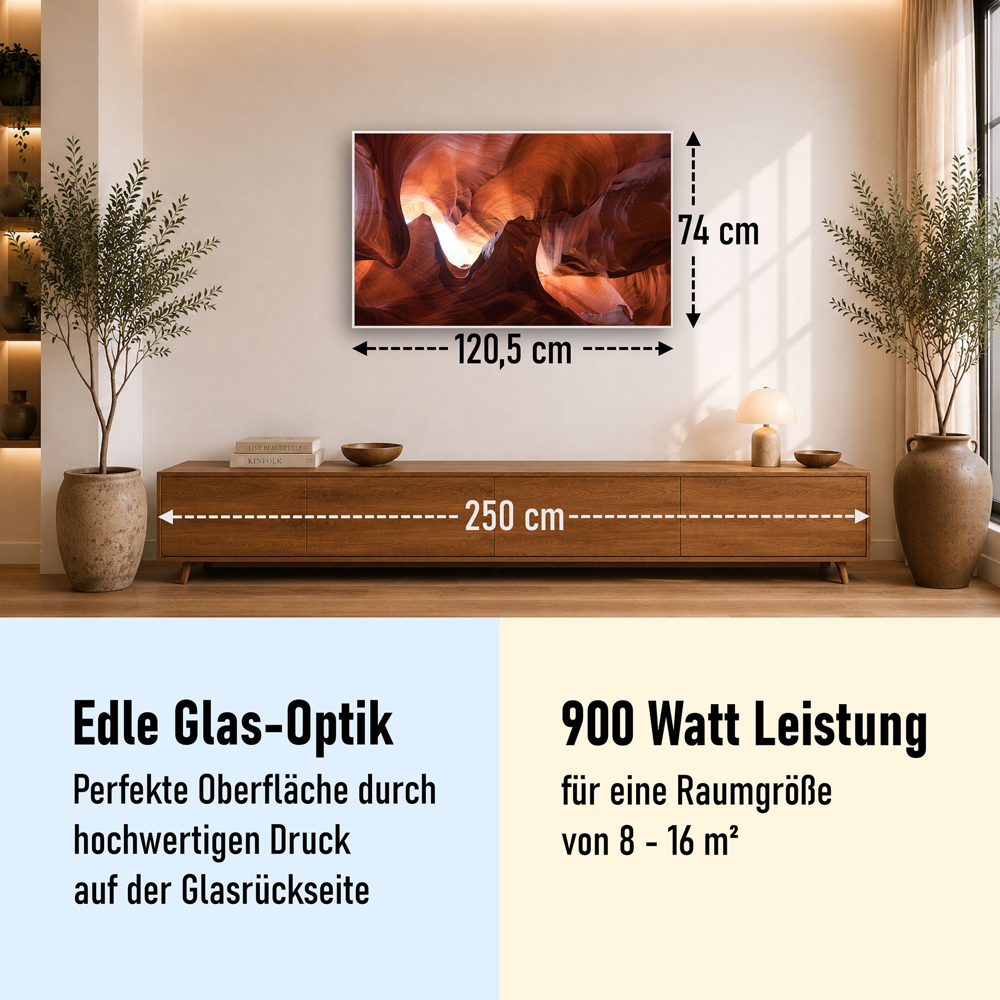 Glas Infrarotheizung 350-1200W Motiv 054 Canyon