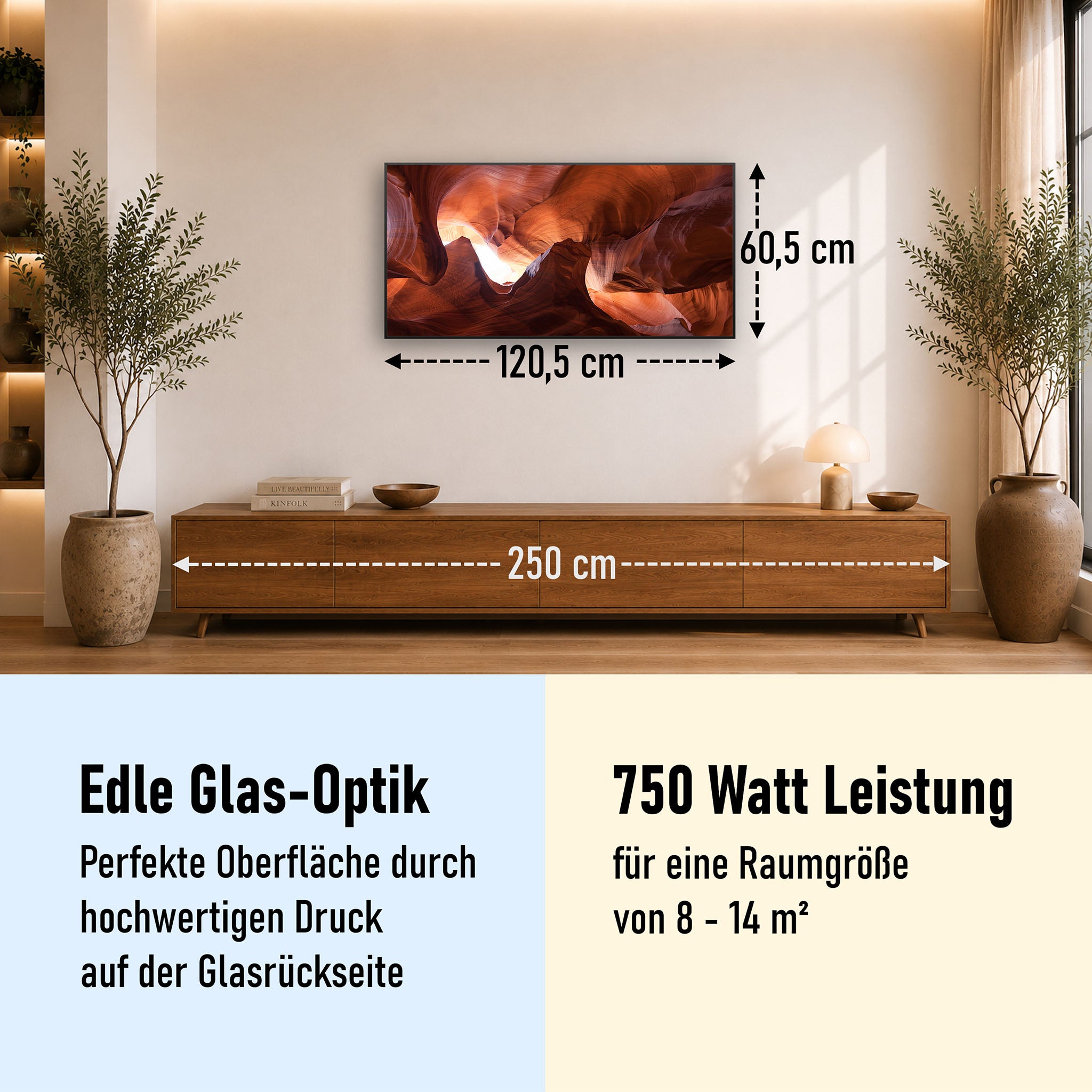 Glas Infrarotheizung 350-1200W Motiv 054 Canyon
