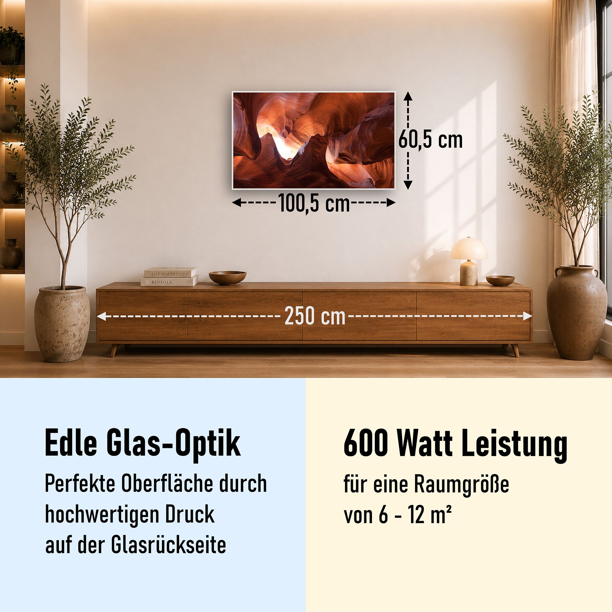 Glas Infrarotheizung 350-1200W Motiv 054 Canyon