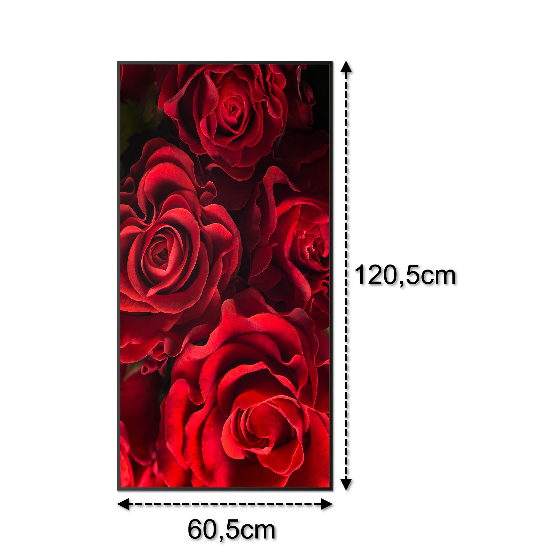 Glas Infrarotheizung 350-1200W Motiv 056H Rote Rosen