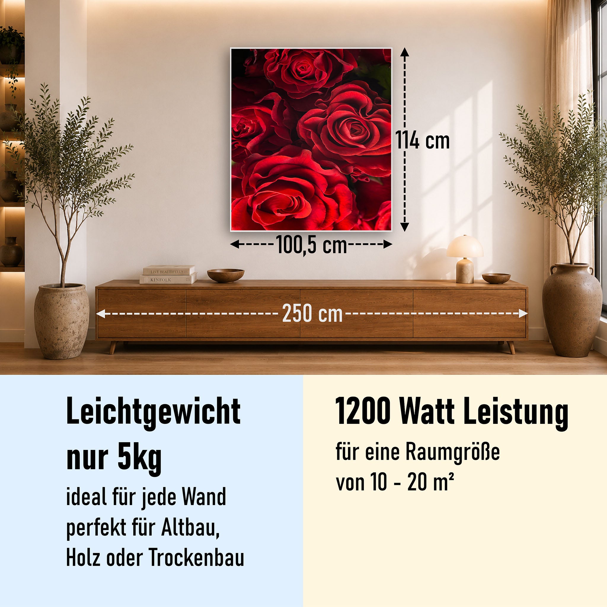 Bild Infrarotheizung 350-1200W Motiv 056H Rote Rosen