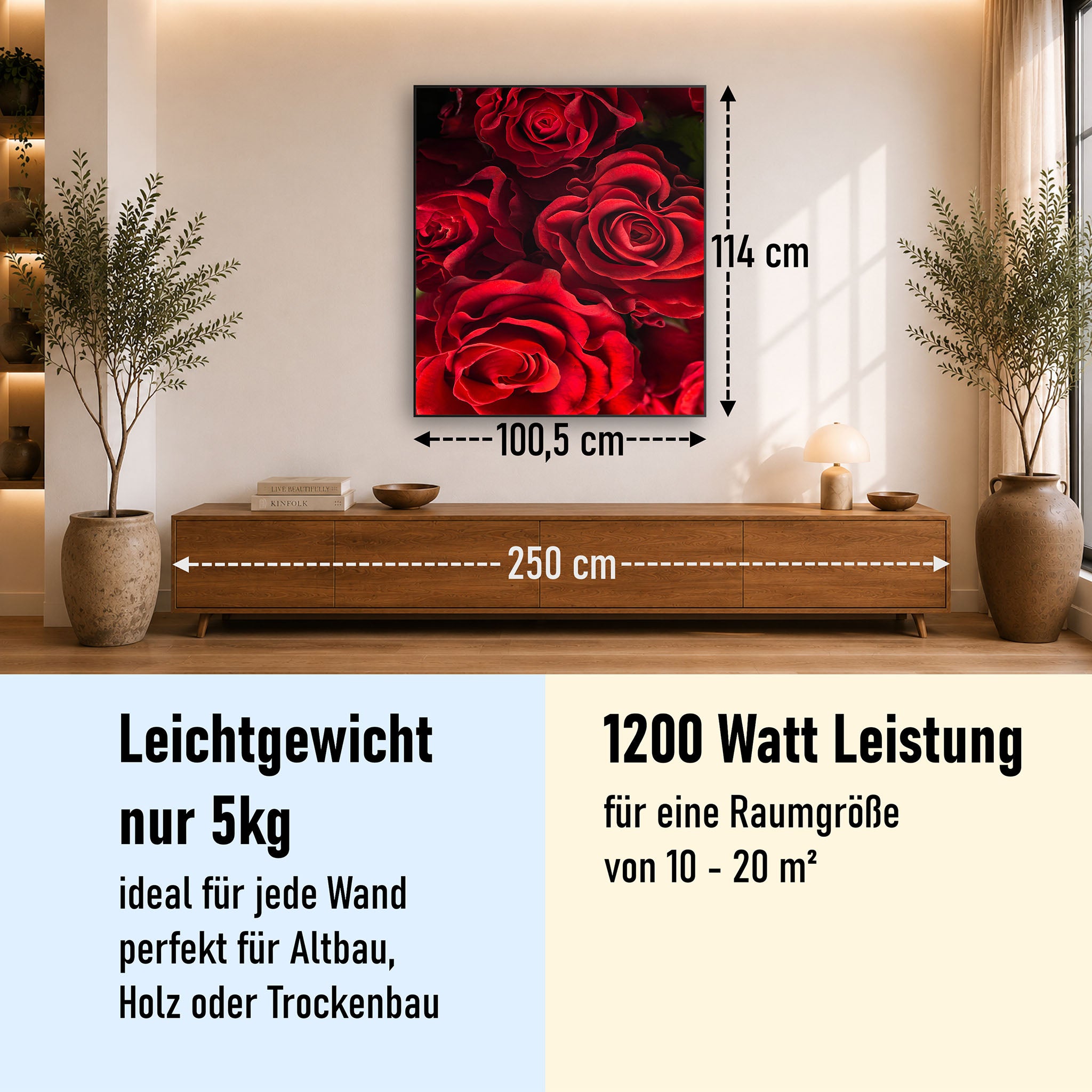Bild Infrarotheizung 350-1200W Motiv 056H Rote Rosen