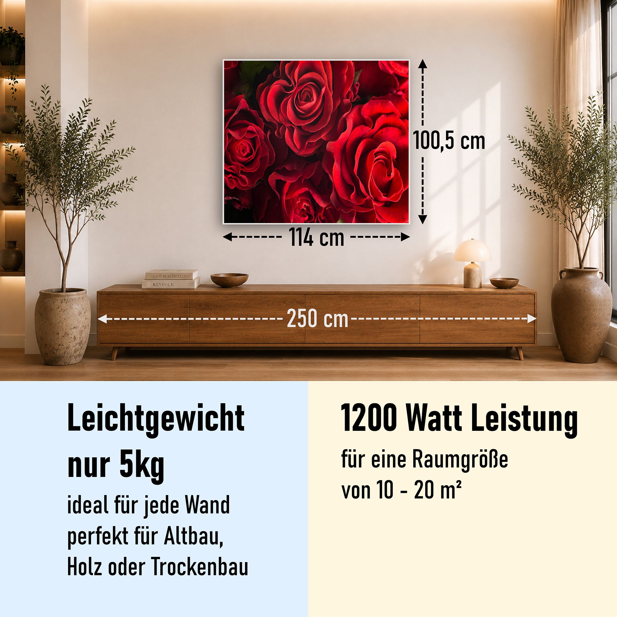 Bild Infrarotheizung 350-1200W Motiv 056 Rote Rosen