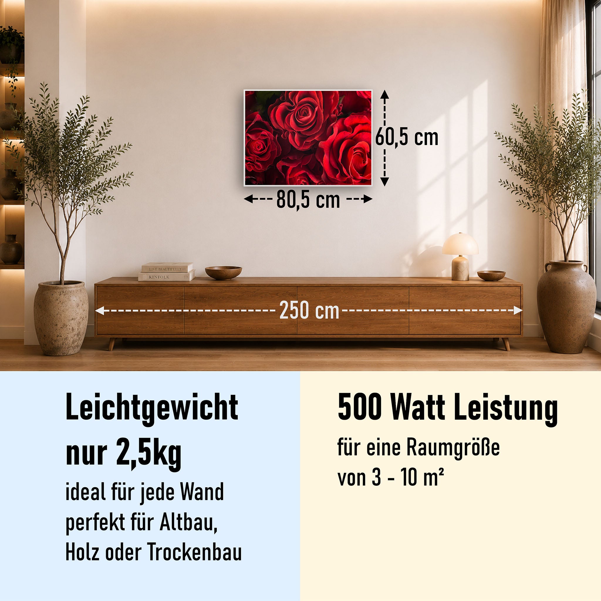 Bild Infrarotheizung 350-1200W Motiv 056 Rote Rosen