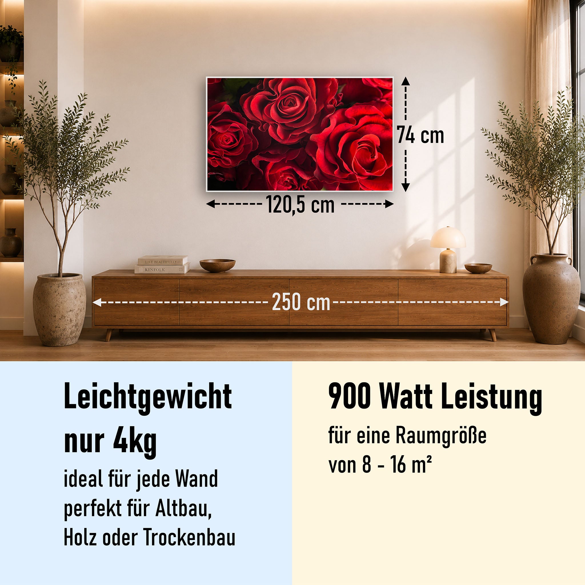 Bild Infrarotheizung 350-1200W Motiv 056 Rote Rosen