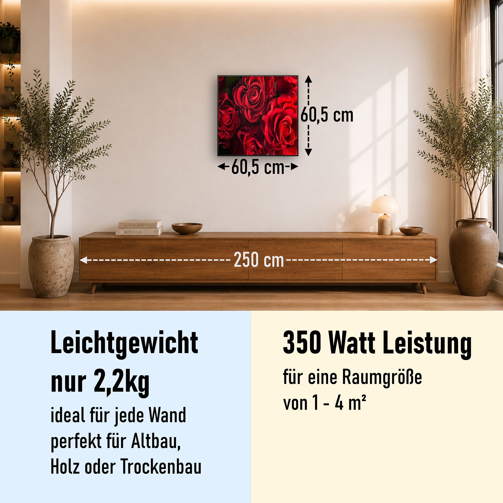 Bild Infrarotheizung 350-1200W Motiv 056 Rote Rosen