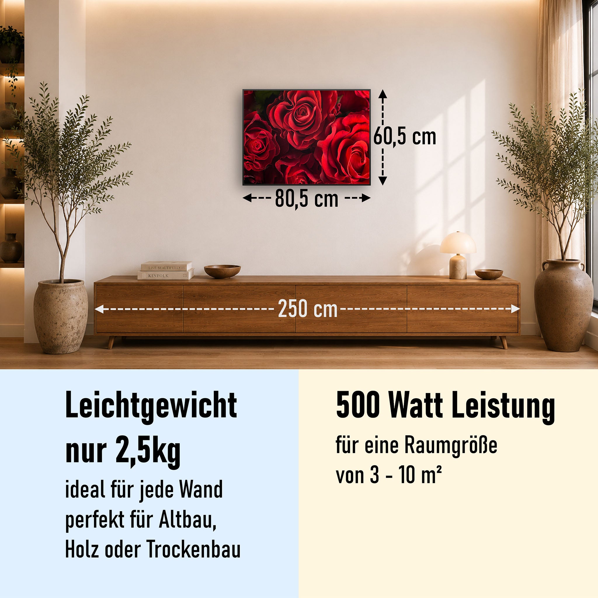 Bild Infrarotheizung 350-1200W Motiv 056 Rote Rosen