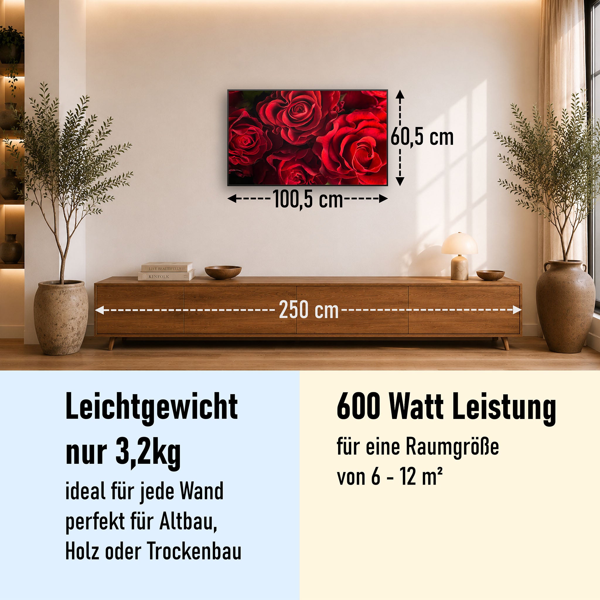 Bild Infrarotheizung 350-1200W Motiv 056 Rote Rosen