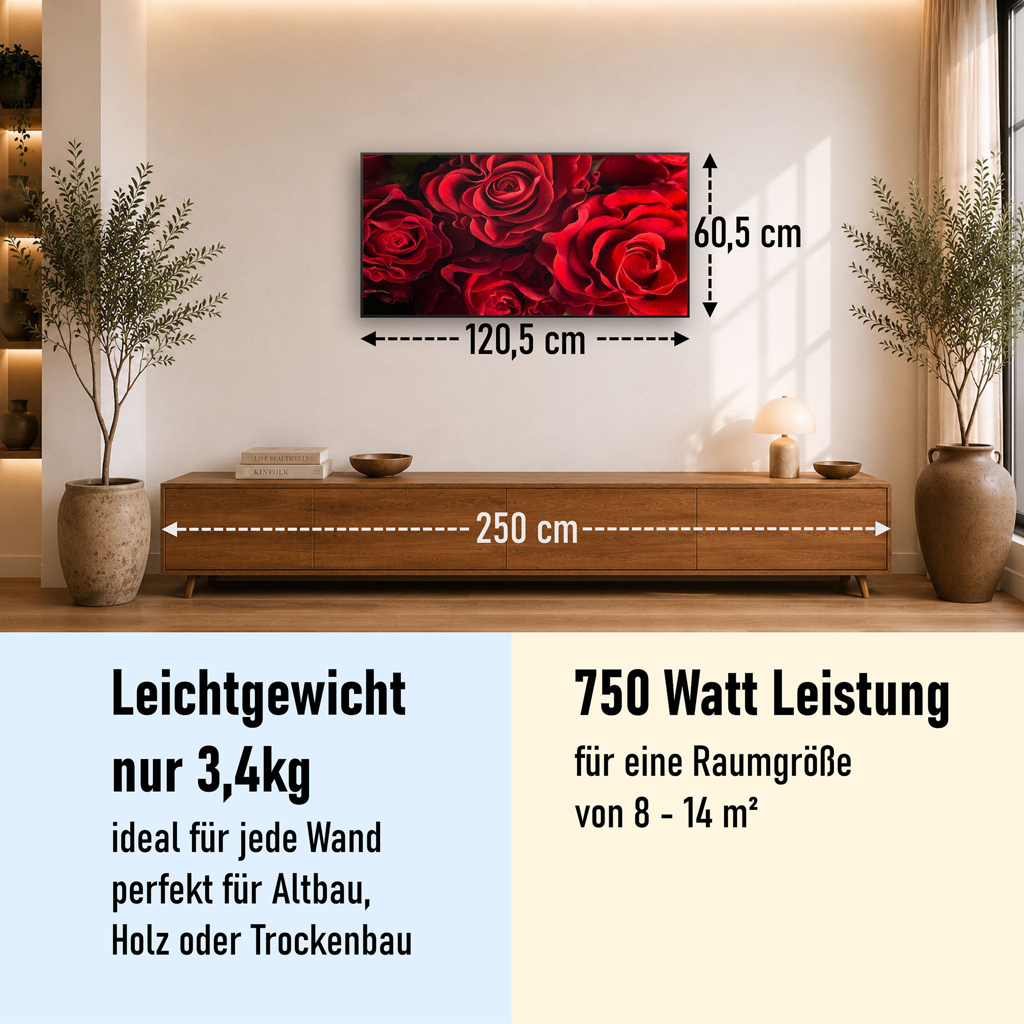 Bild Infrarotheizung 350-1200W Motiv 056 Rote Rosen