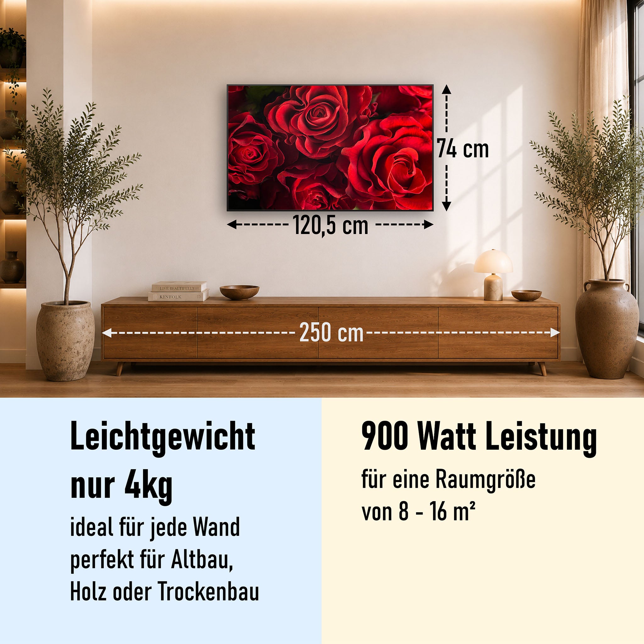 Bild Infrarotheizung 350-1200W Motiv 056 Rote Rosen