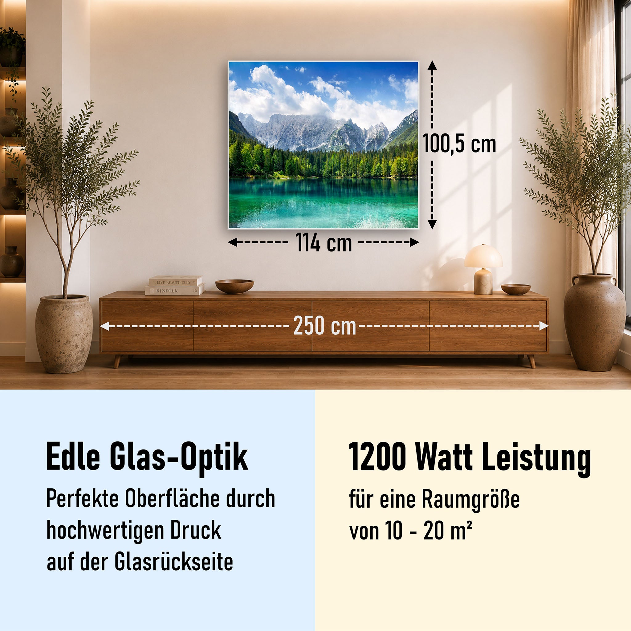 Glas Infrarotheizung 350-1200W Motiv 057 türkisfarbener See