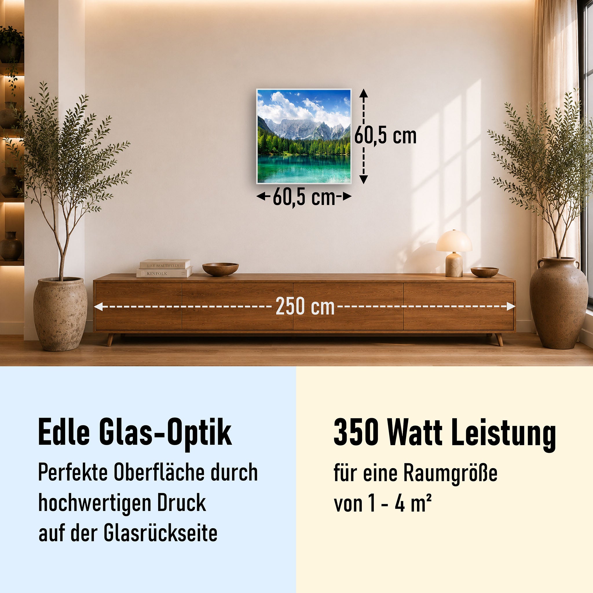 Glas Infrarotheizung 350-1200W Motiv 057 türkisfarbener See