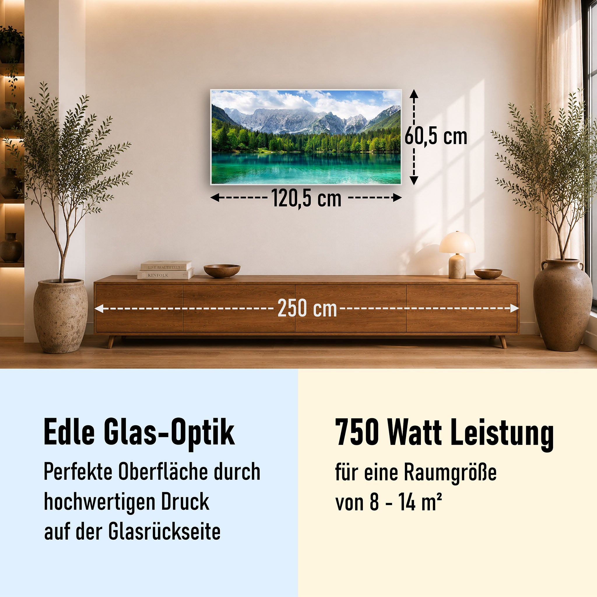 Glas Infrarotheizung 350-1200W Motiv 057 türkisfarbener See