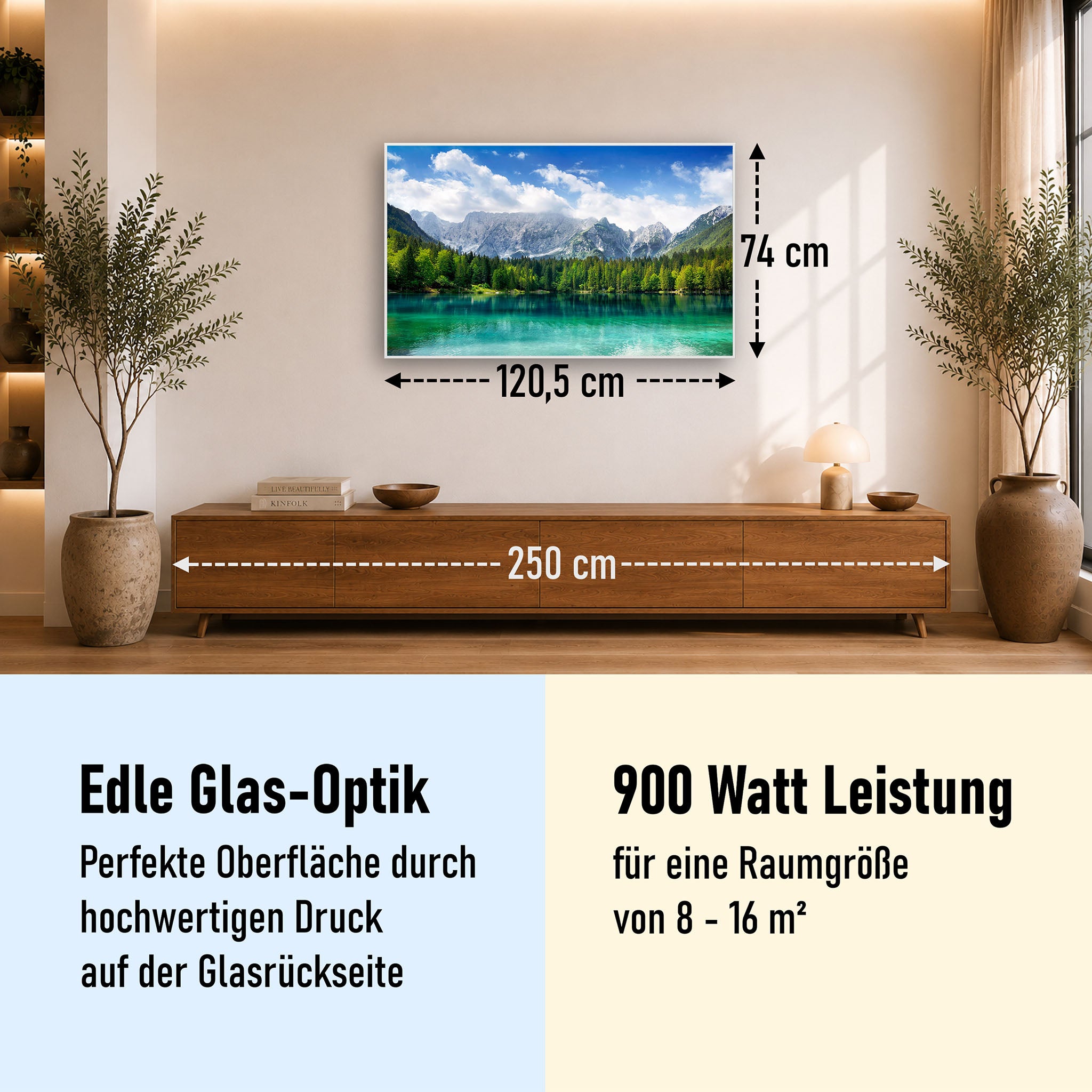 Glas Infrarotheizung 350-1200W Motiv 057 türkisfarbener See
