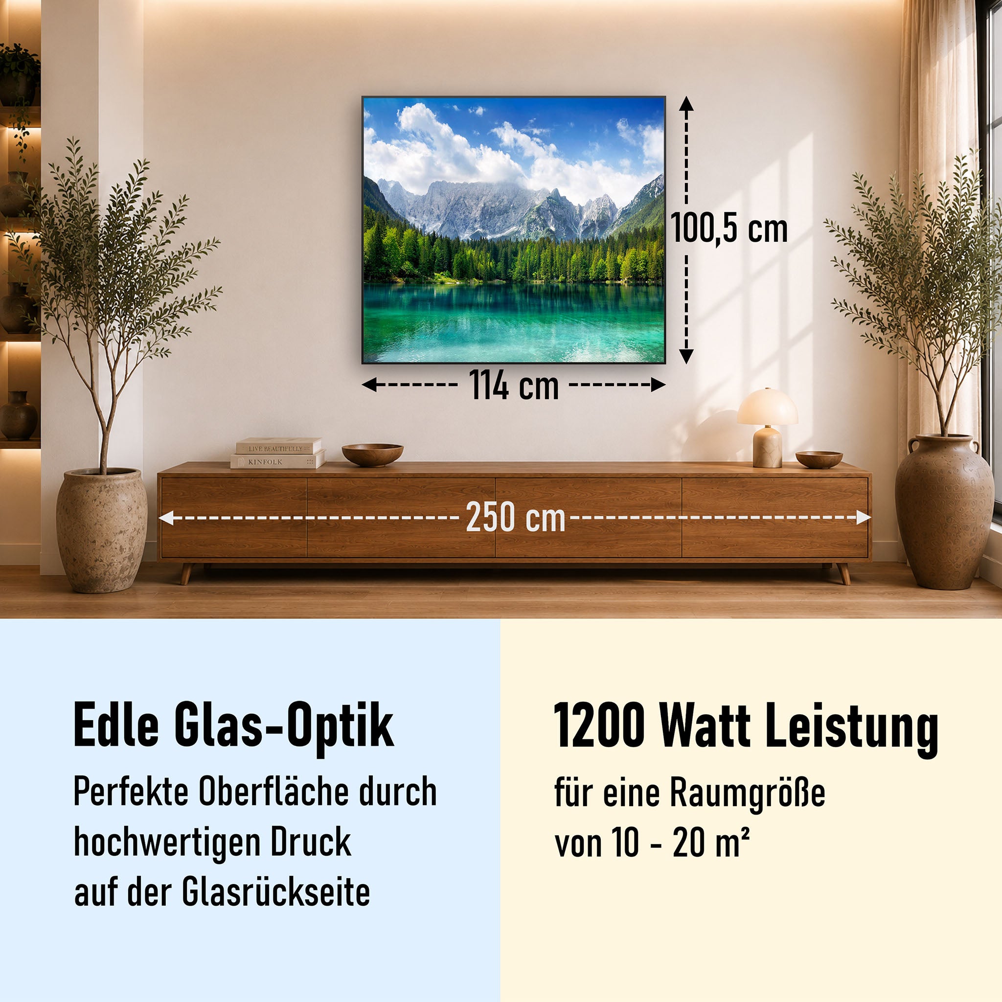Glas Infrarotheizung 350-1200W Motiv 057 türkisfarbener See