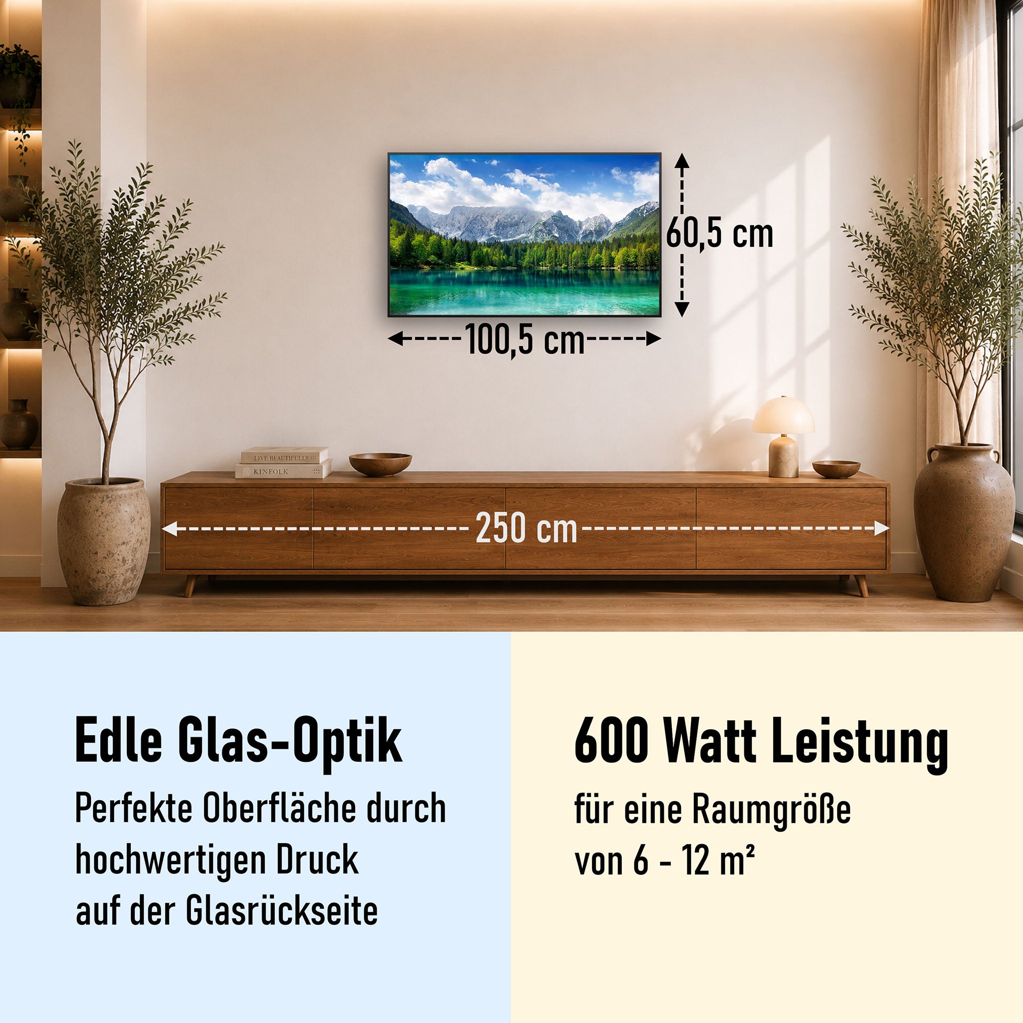 Glas Infrarotheizung 350-1200W Motiv 057 türkisfarbener See