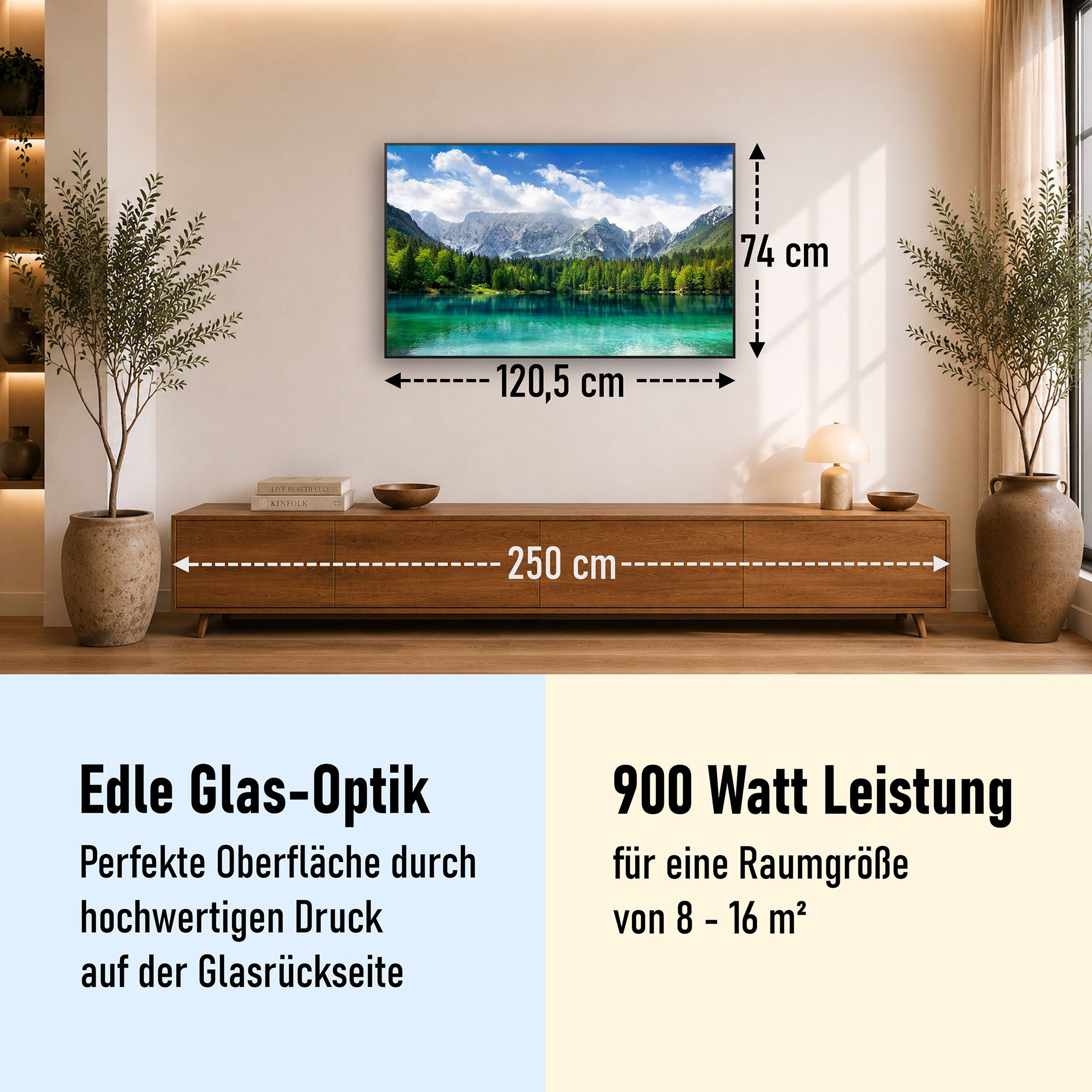 Glas Infrarotheizung 350-1200W Motiv 057 türkisfarbener See