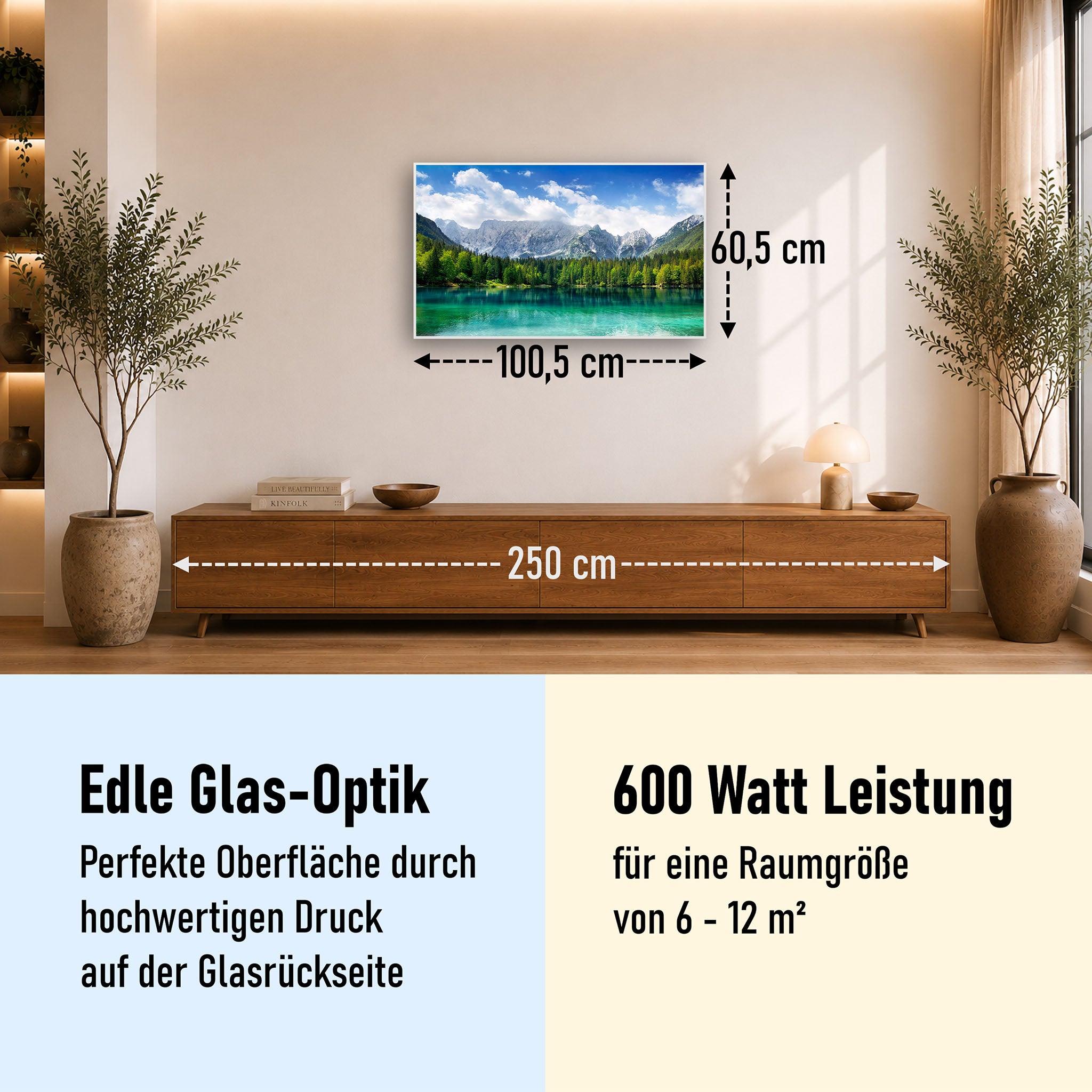 Glas Infrarotheizung 350-1200W Motiv 057 türkisfarbener See