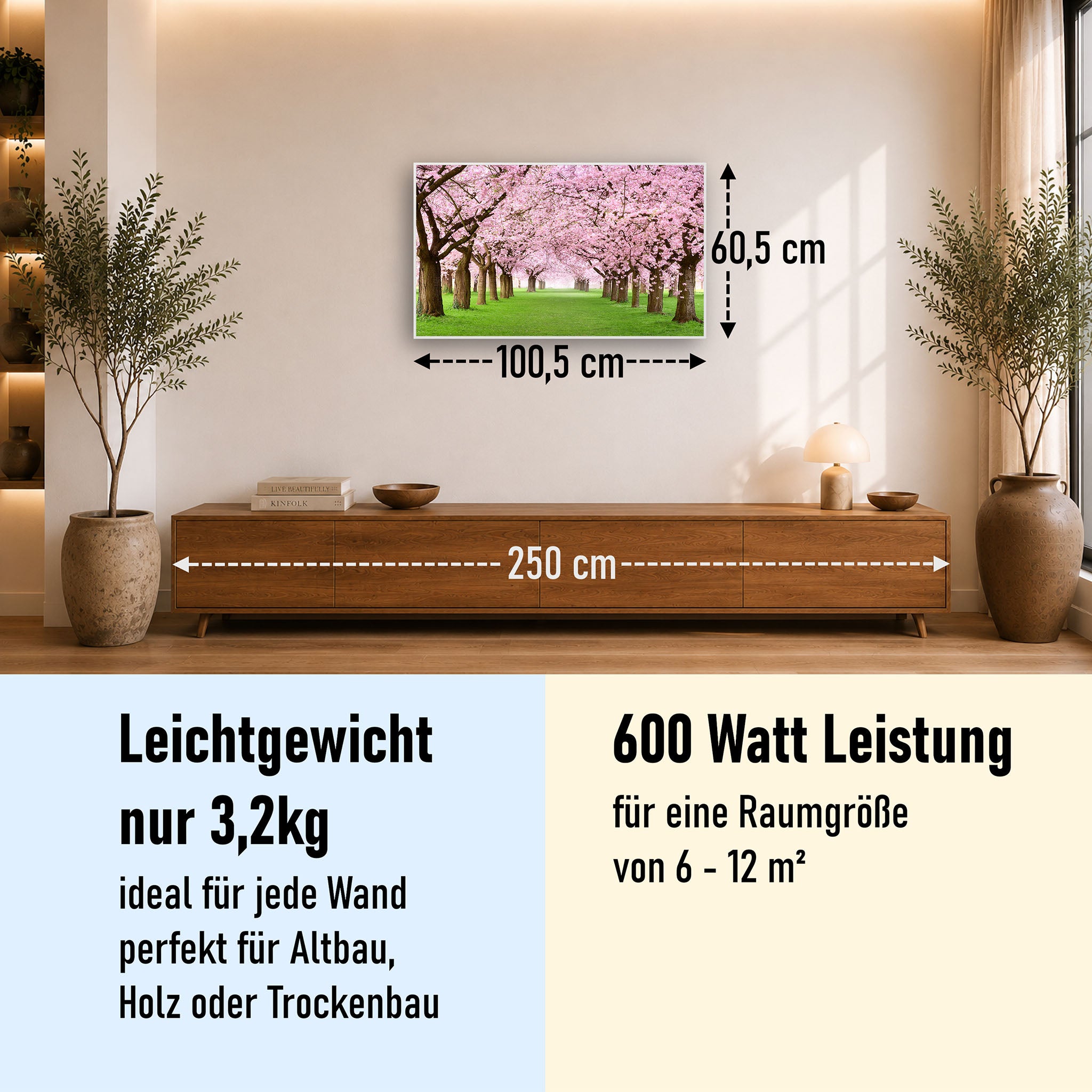 Bild Infrarotheizung 350-1200W Motiv 058 Kirschbäume Allee