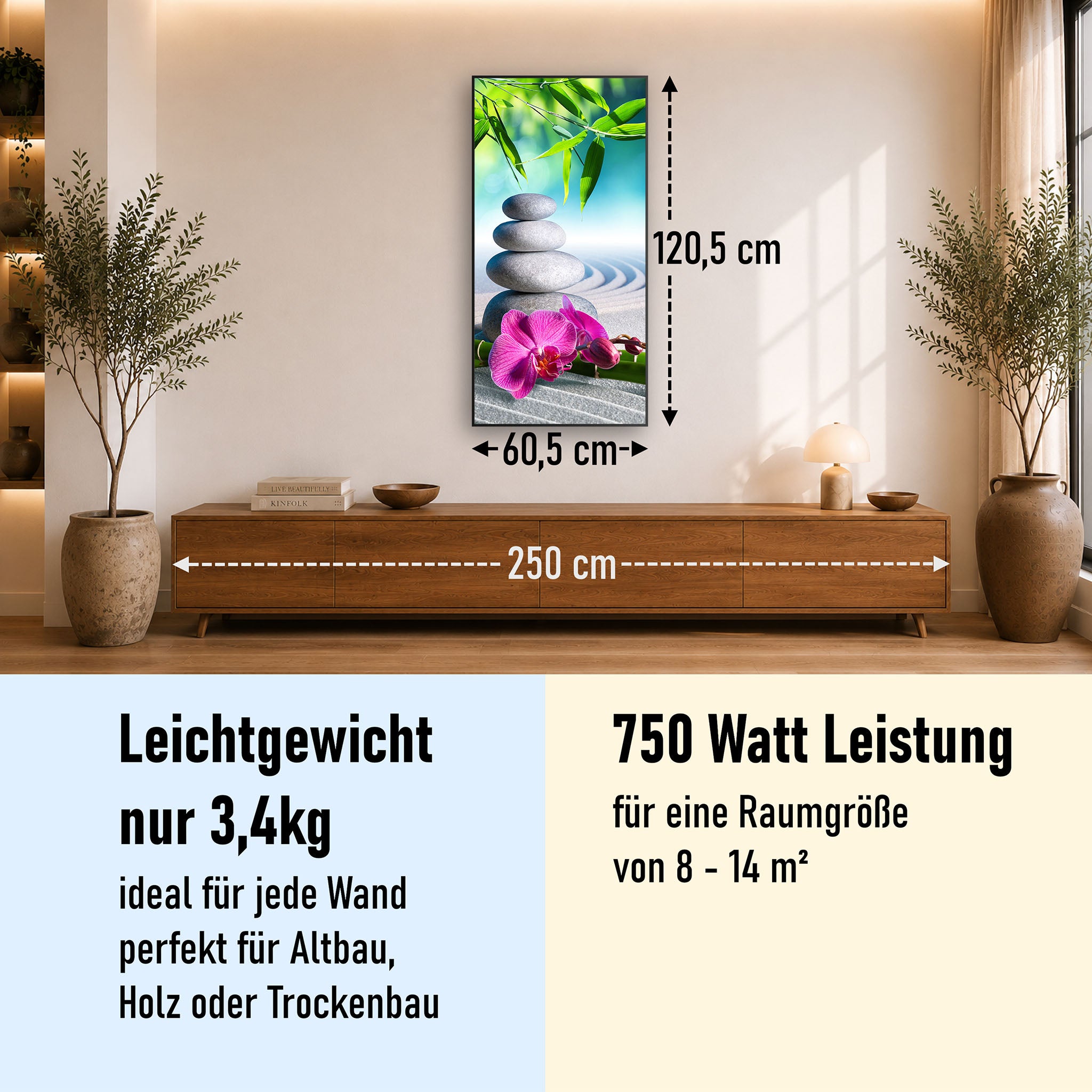 Bild Infrarotheizung 350-1200W Motiv 059H Zen Garten