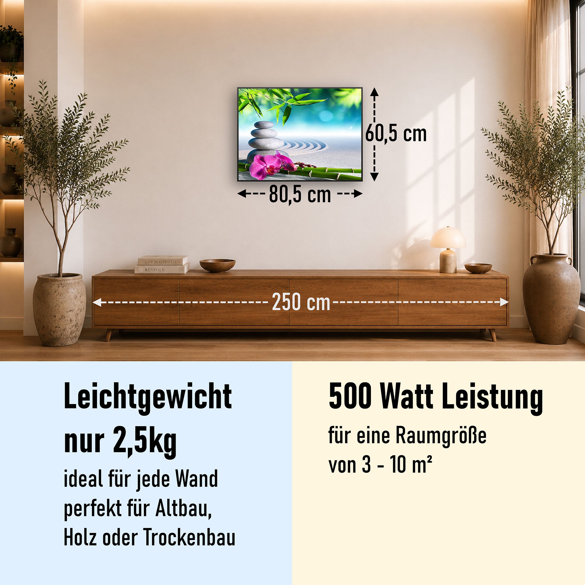 Bild Infrarotheizung 350-1200W Motiv 059 Zen Garten