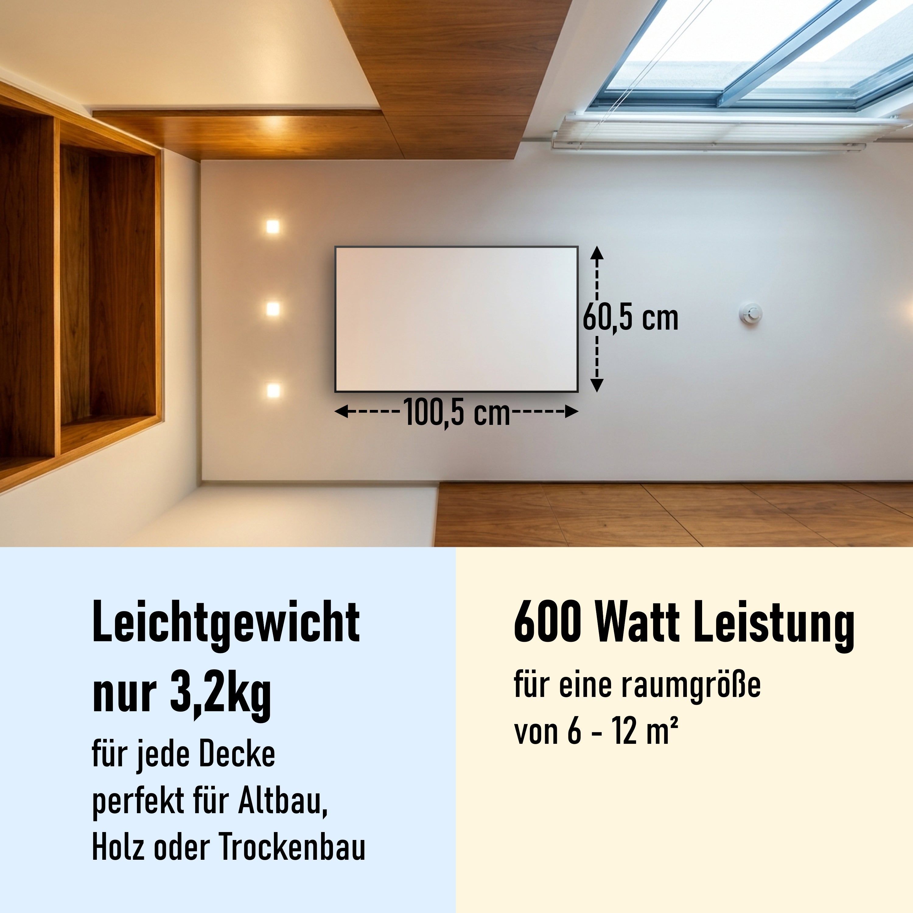 600 Watt (100x60cm) Eigenes Motiv Glas Bild Infrarotheizung
