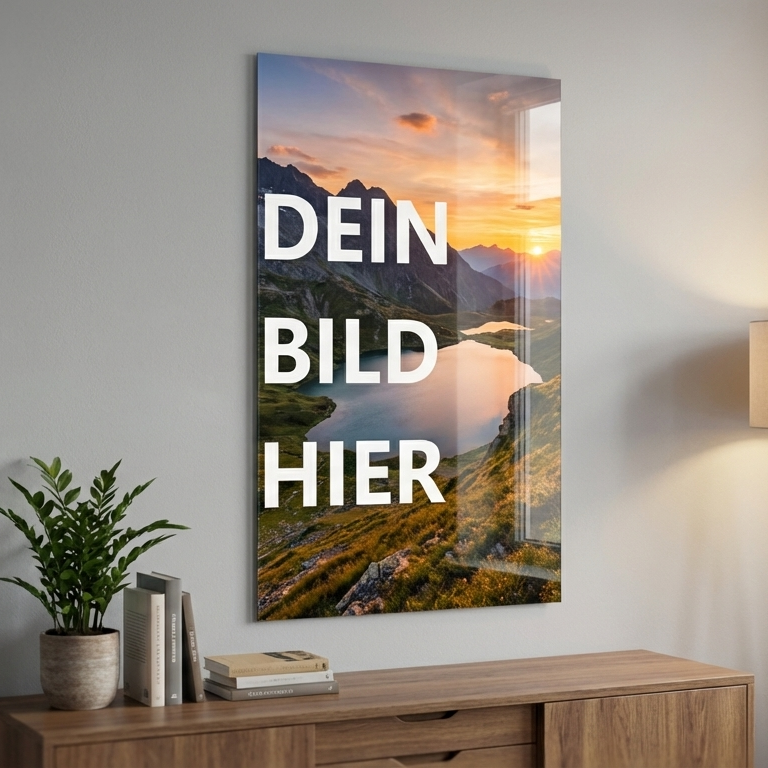 Deko Glas Bild Eigenes Motiv 60,5x100,5cm Hochformat