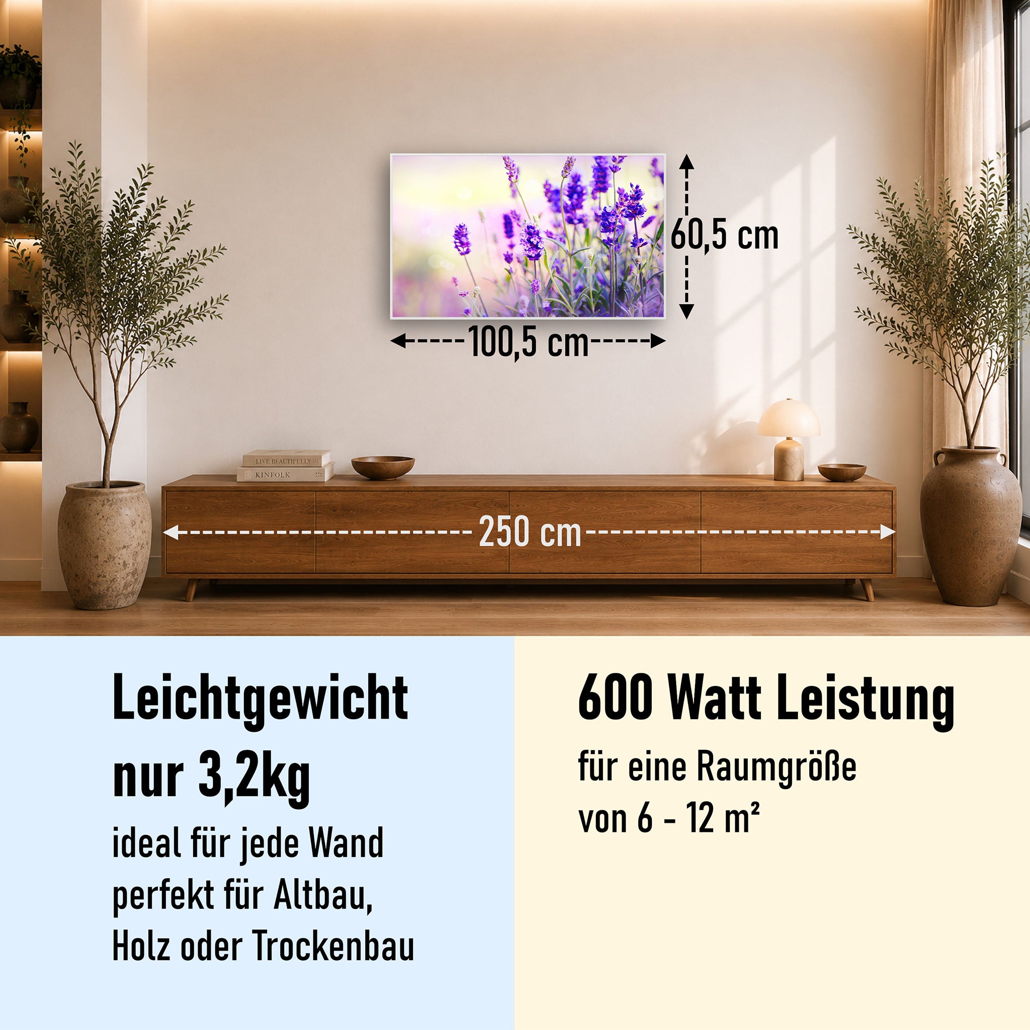 Bild Infrarotheizung 350-1200W Motiv 061 Lavendel