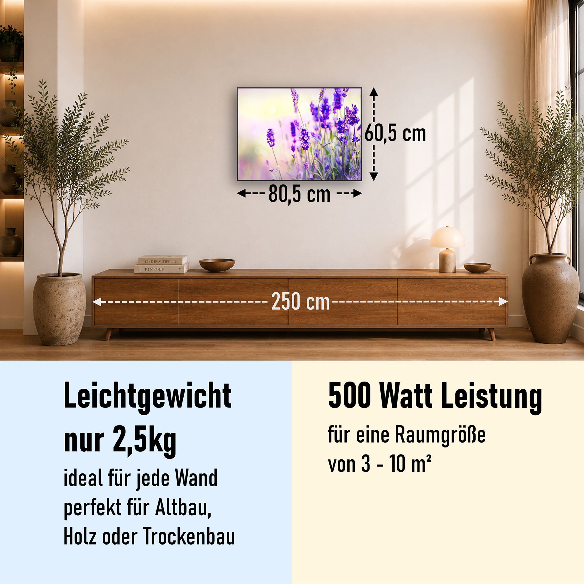 Bild Infrarotheizung 350-1200W Motiv 061 Lavendel